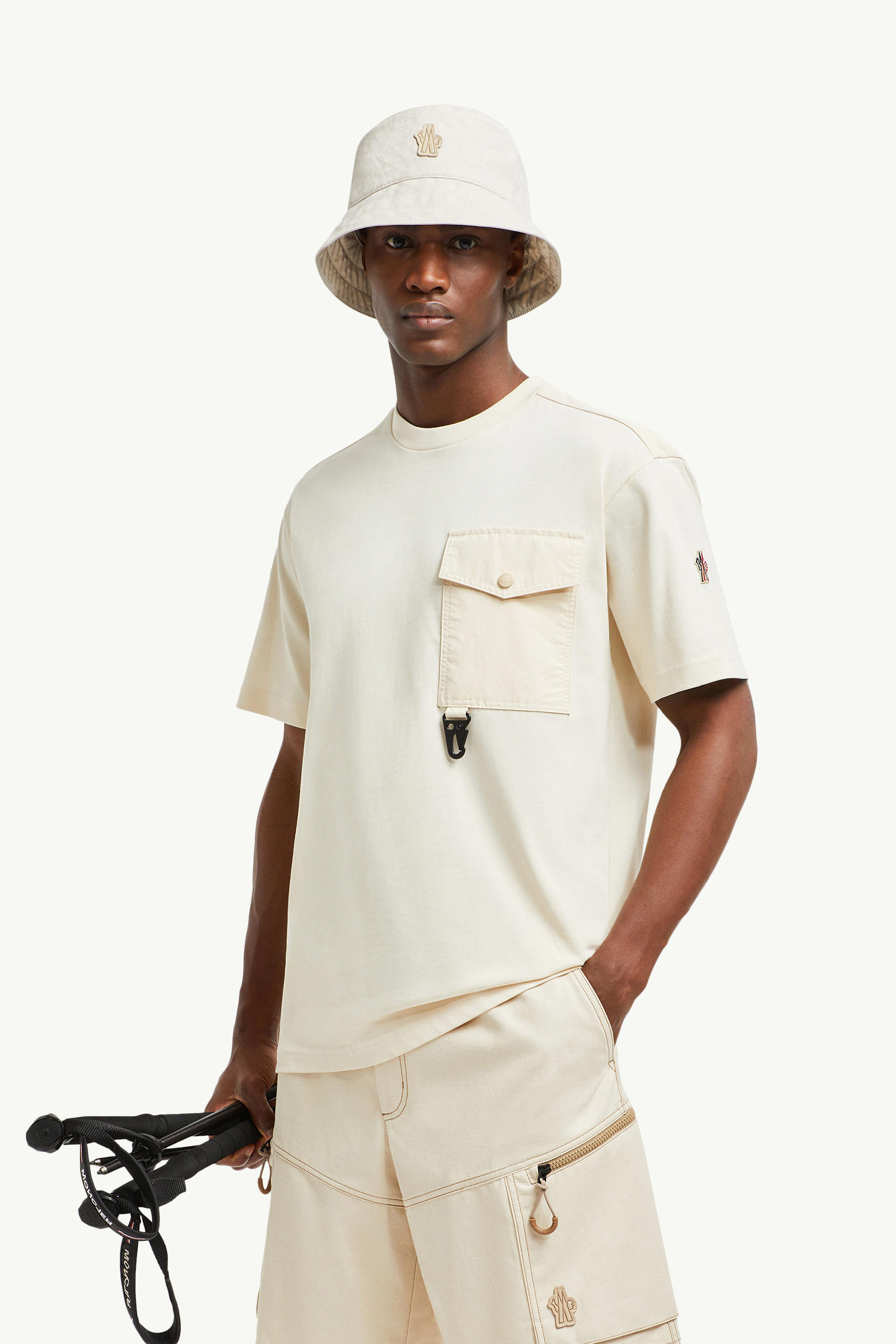 Cotton T-shirt with Pocket Men White Moncler 0