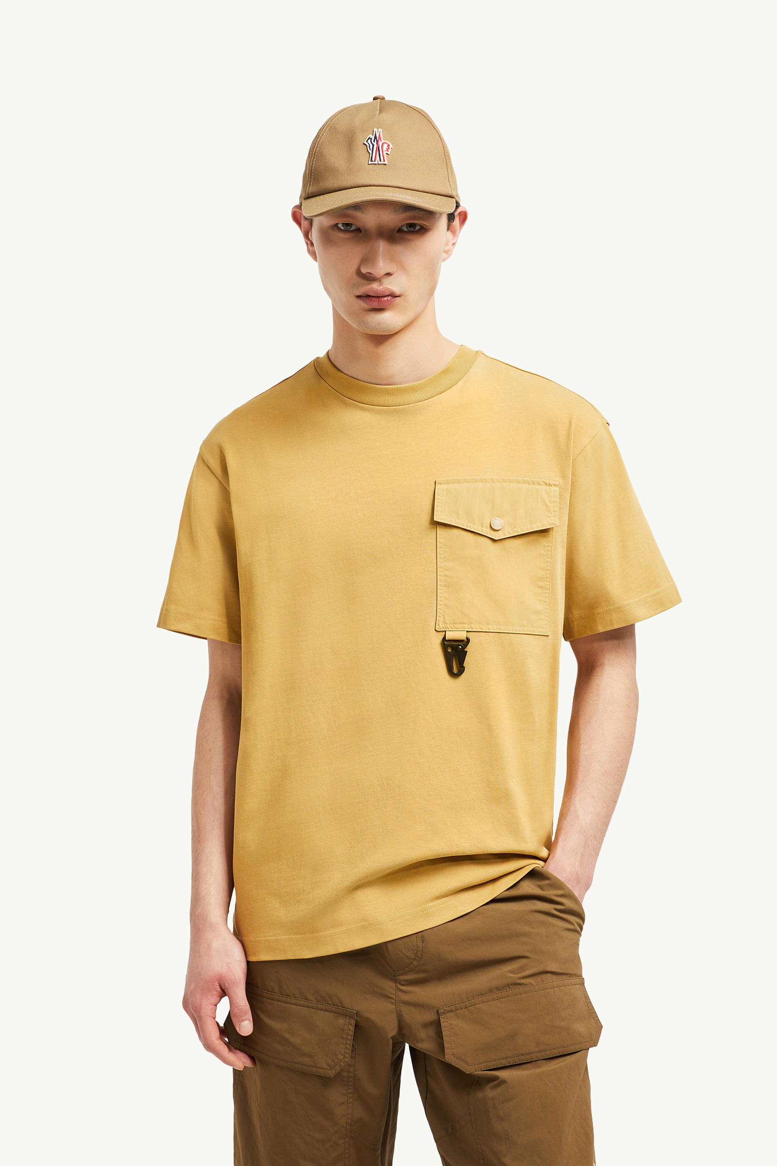 Cotton T-shirt with Pocket Men Ochre Yellow Moncler 0