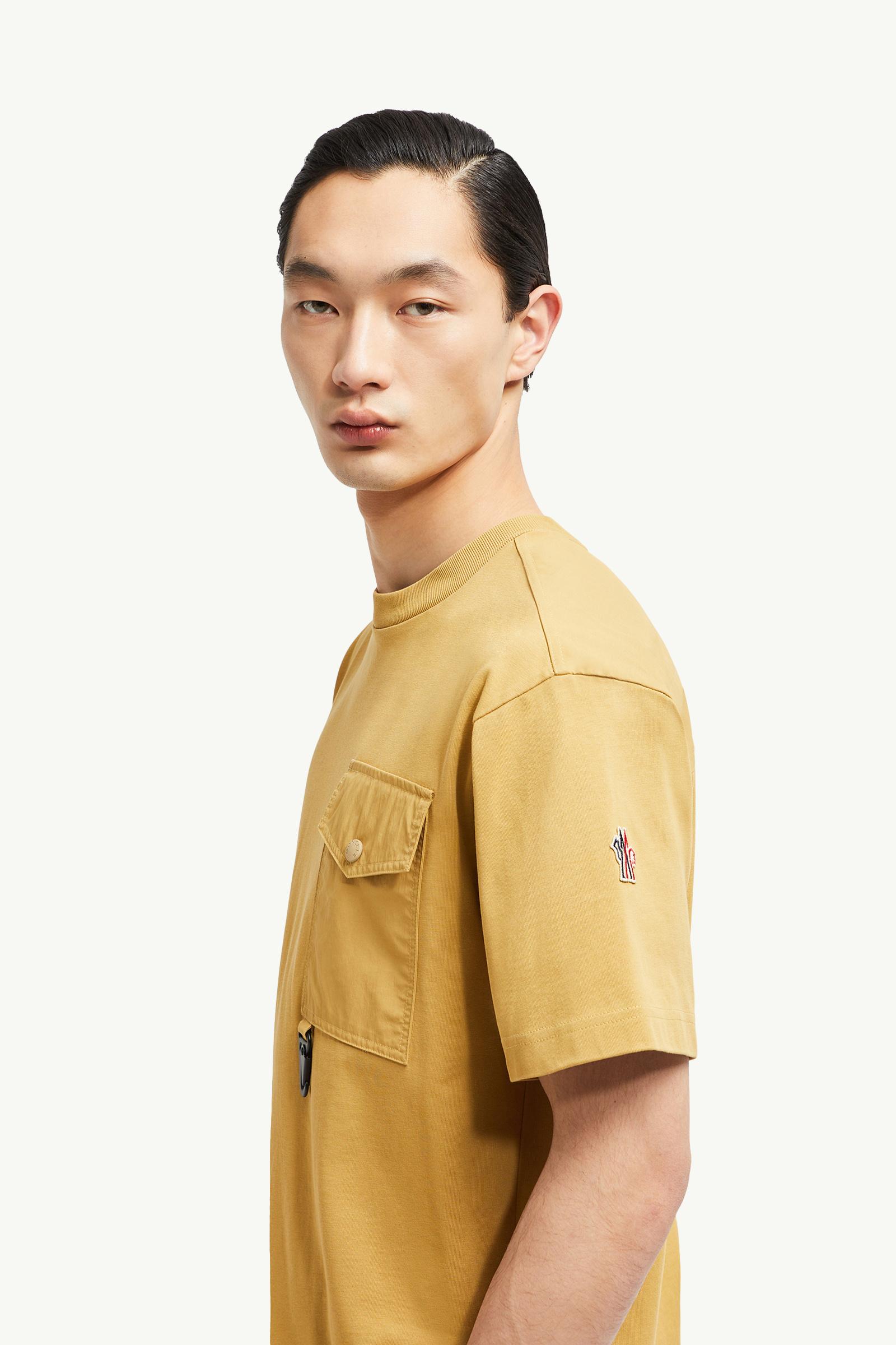 Cotton T-shirt with Pocket Men Ochre Yellow Moncler 1