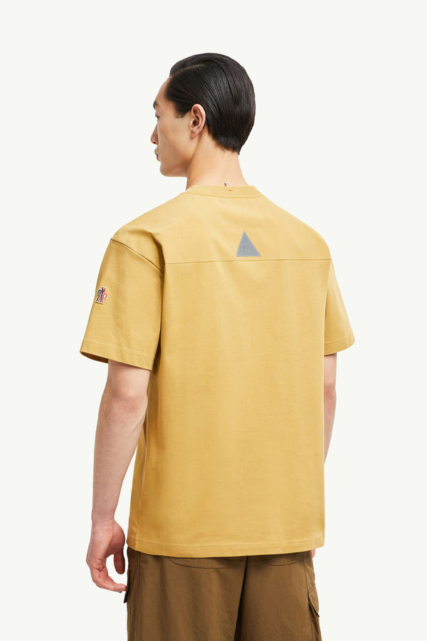 Cotton T-shirt with Pocket Men Ochre Yellow Moncler 4