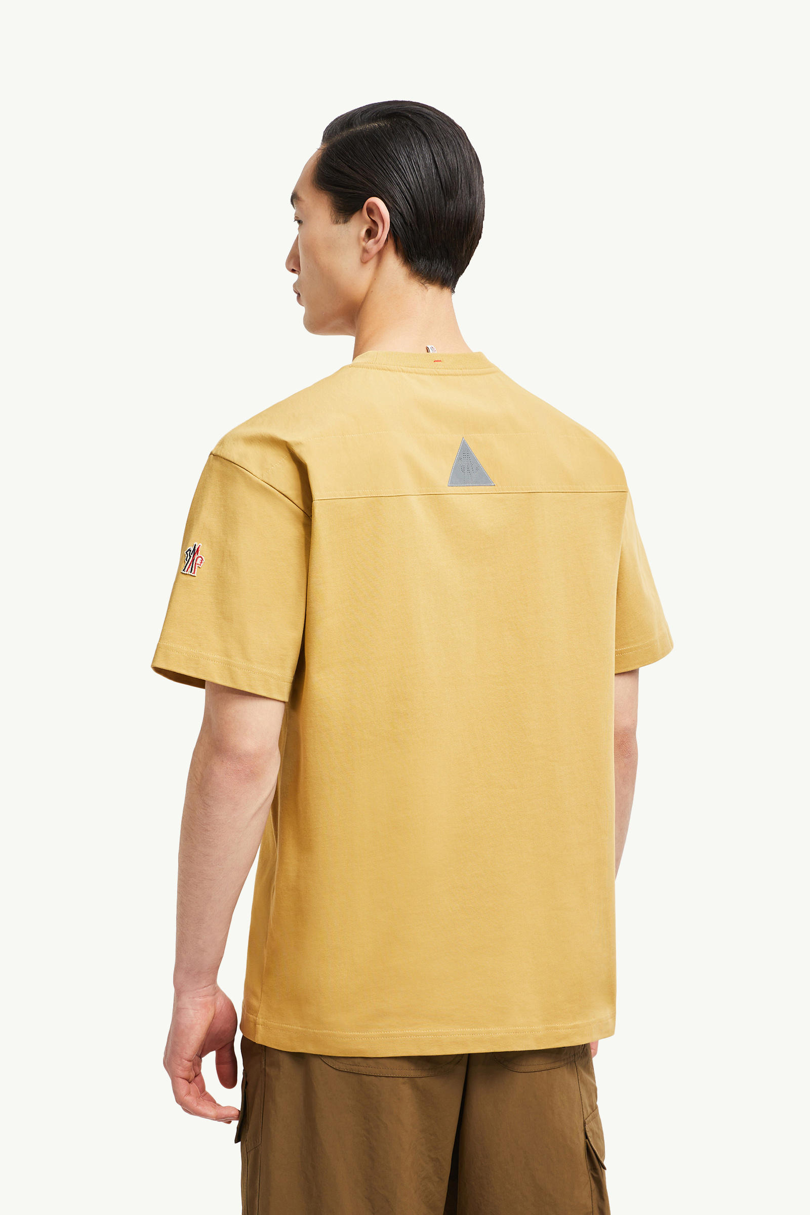 Cotton T-shirt with Pocket Men Ochre Yellow Moncler 4