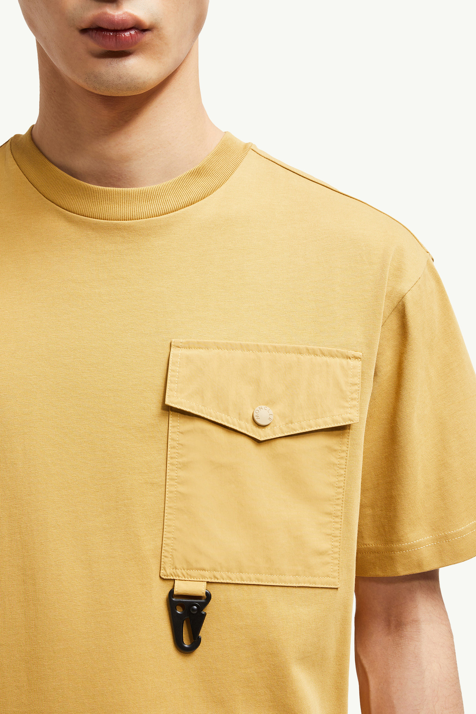 Cotton T-shirt with Pocket Men Ochre Yellow Moncler 5