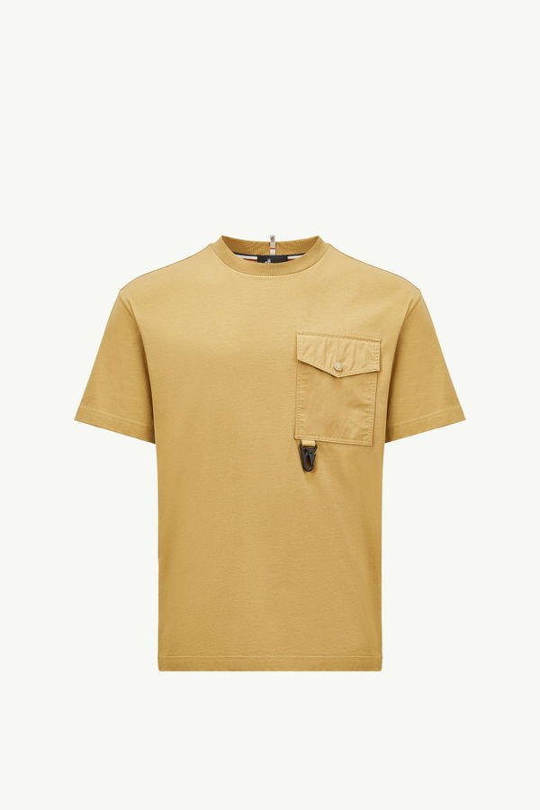 Cotton T-shirt with Pocket Men Ochre Yellow Moncler 2