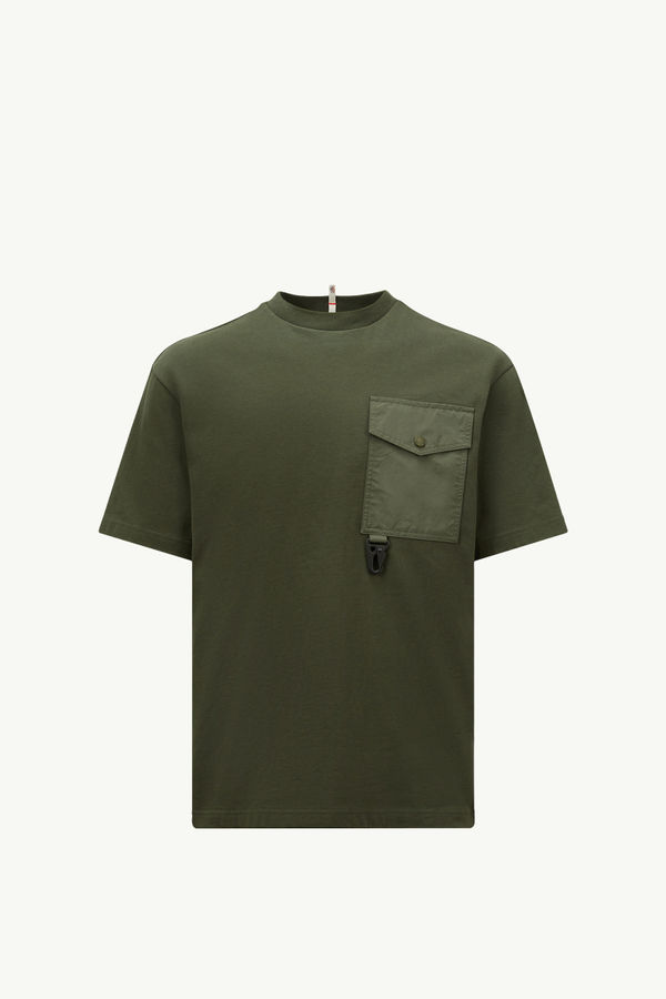 Cotton T-shirt with Pocket Men Olive Green Moncler 2