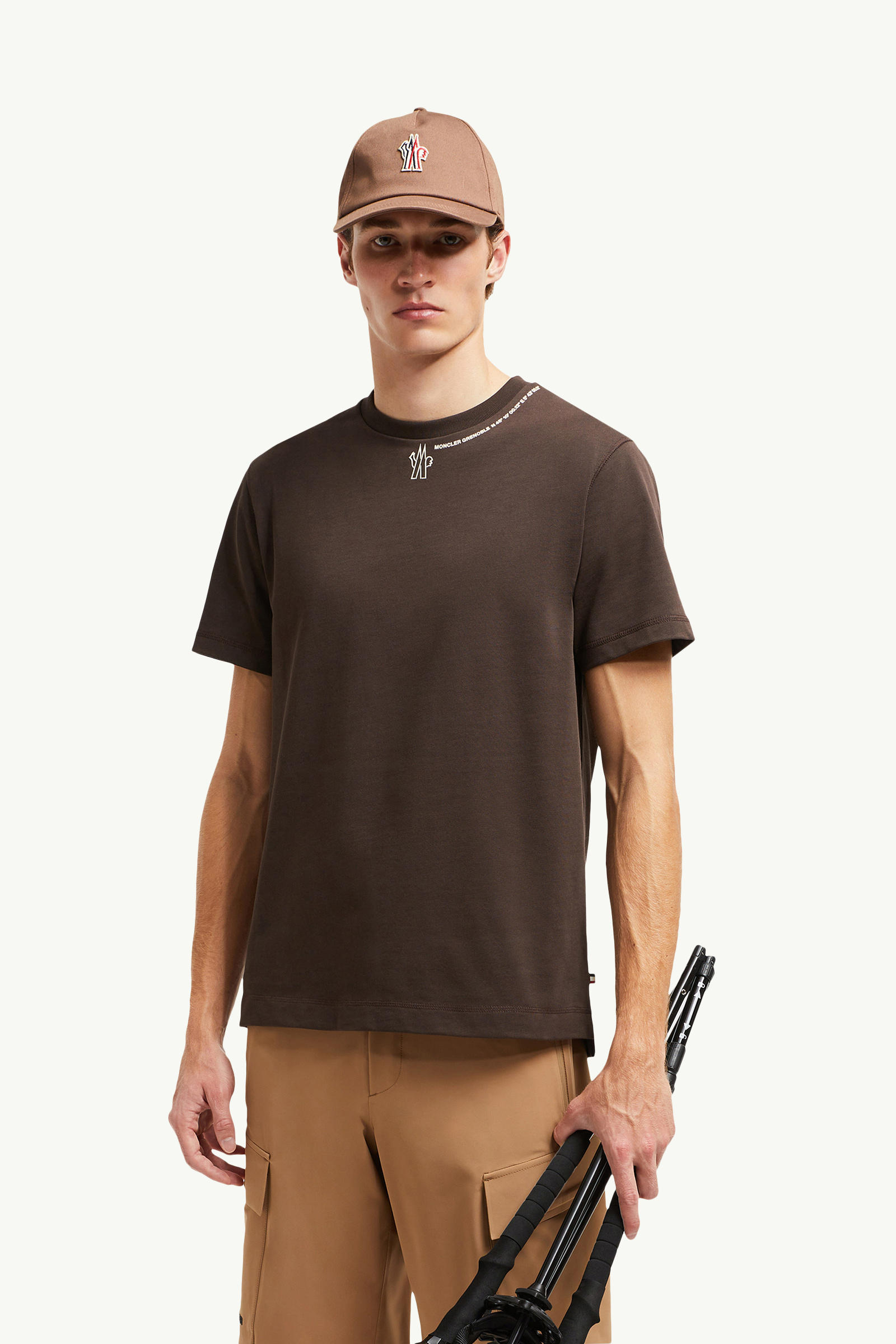 Logo Cotton T-Shirt Men Brown Moncler 0