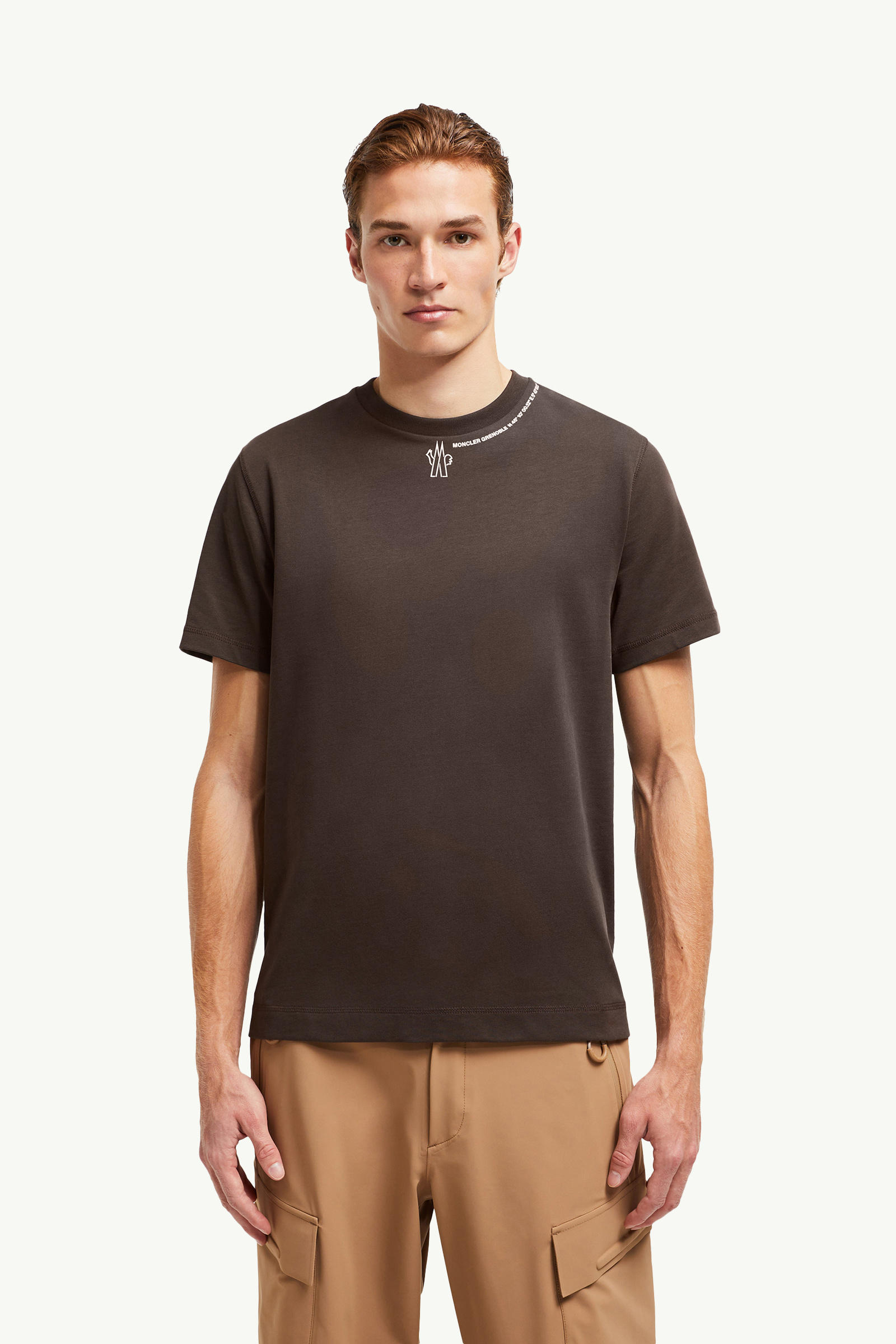 Logo Cotton T-Shirt Men Brown Moncler 3