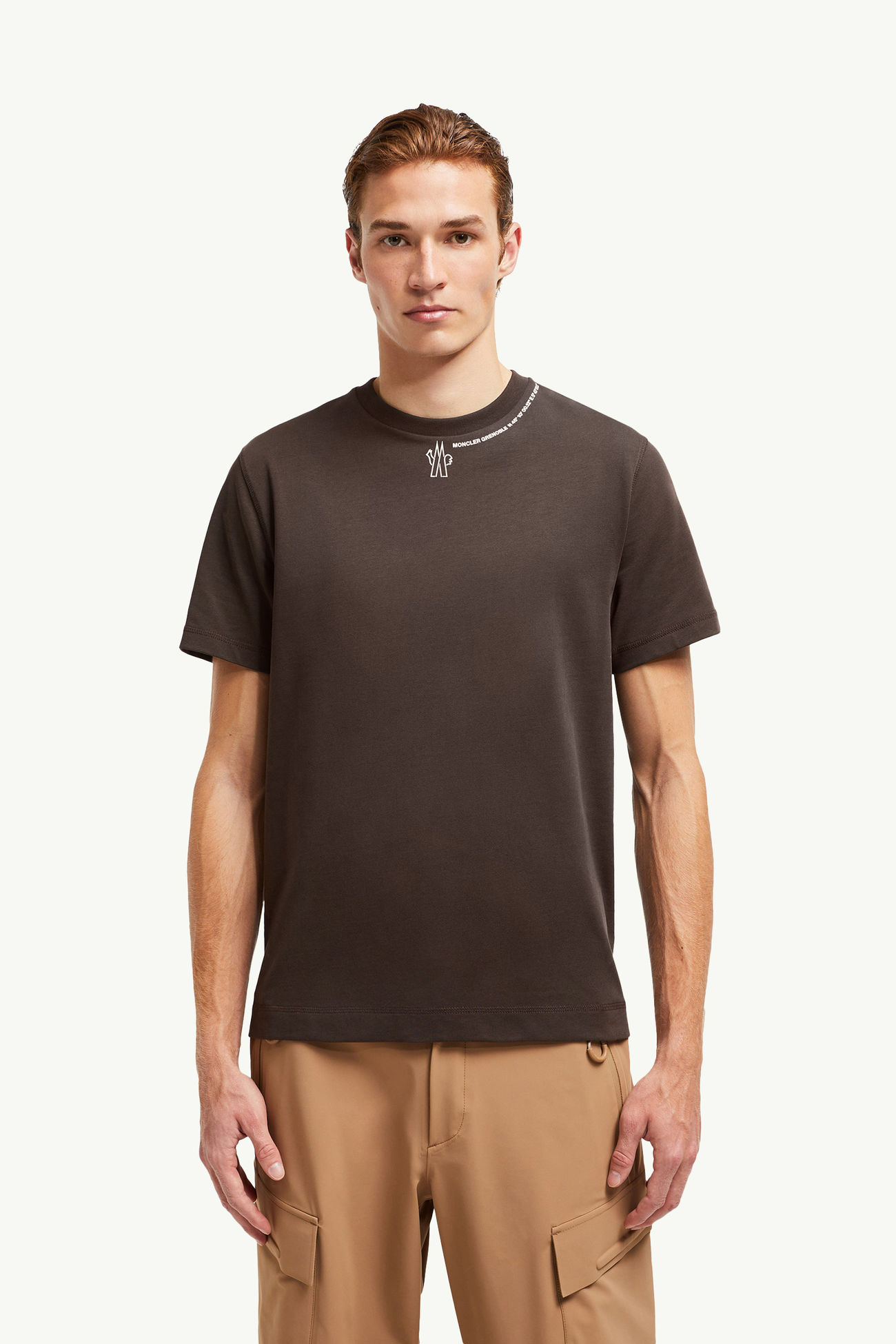 T-shirt logata in cotone Uomo Marrone Moncler 3