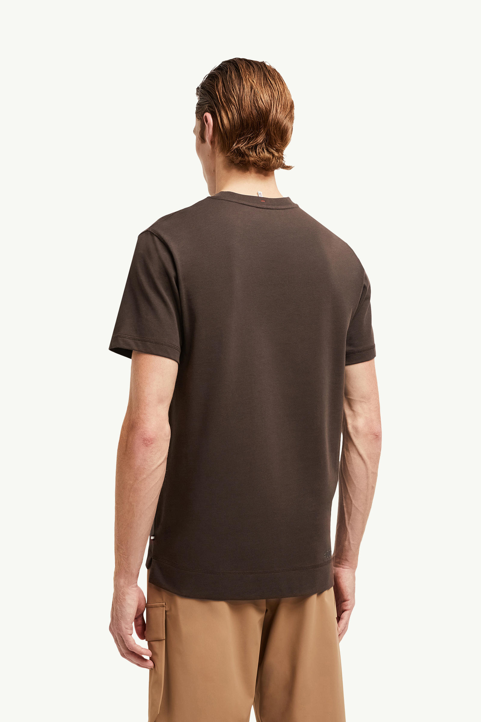 T-shirt en coton à logo Hommes Marron Moncler 4