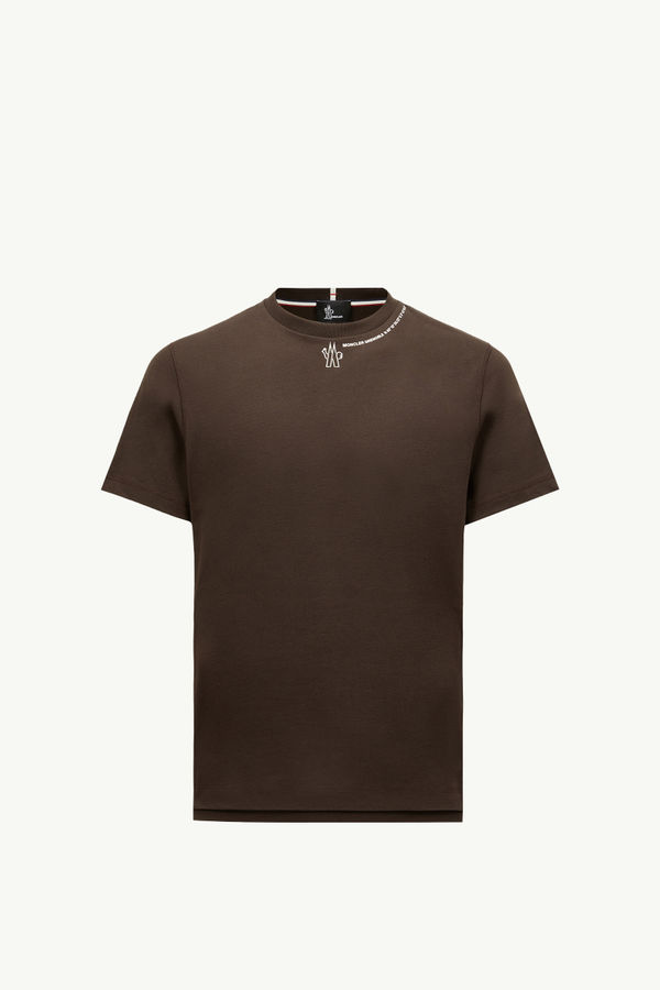 Logo Cotton T-Shirt Men Brown Moncler 2