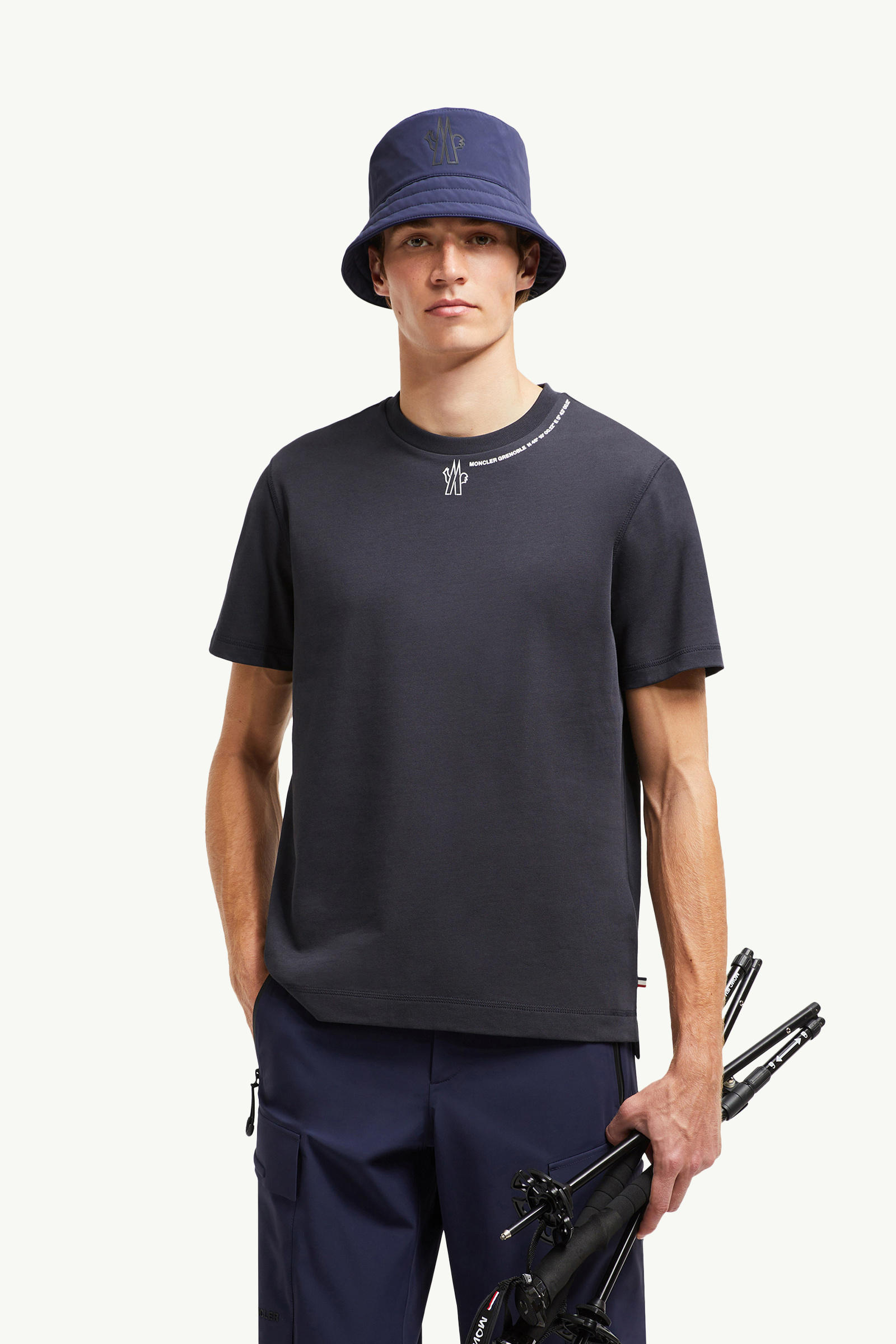 Logo Cotton T-Shirt Men Navy Blue Moncler 0