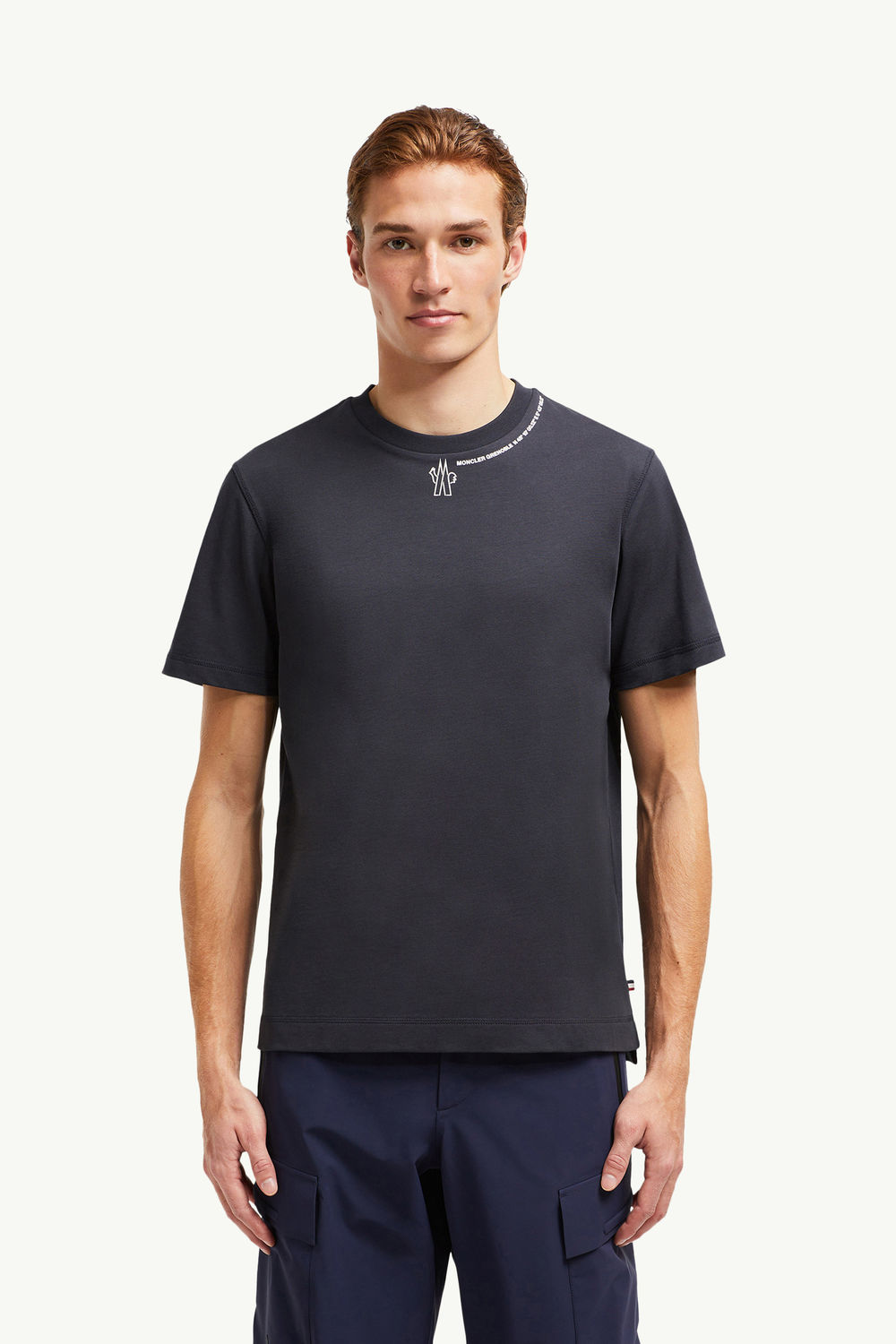 Logo Cotton T-Shirt Men Navy Blue Moncler 3