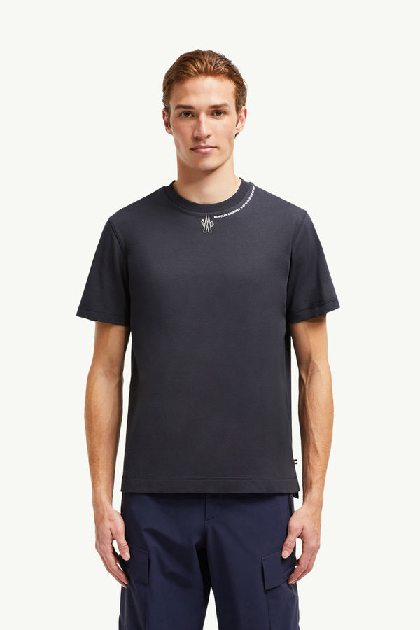 Logo Cotton T-Shirt Men Navy Blue Moncler 3