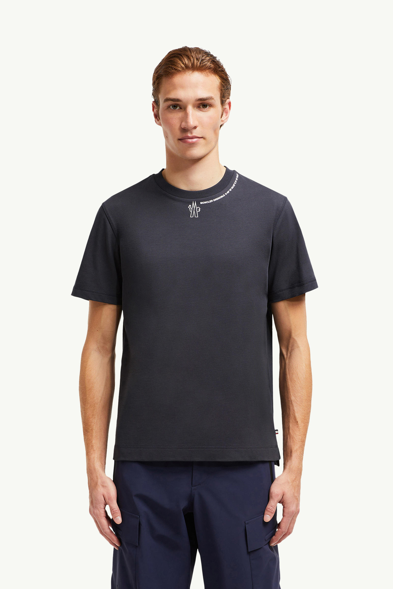 Logo Cotton T-Shirt Men Navy Blue Moncler 3
