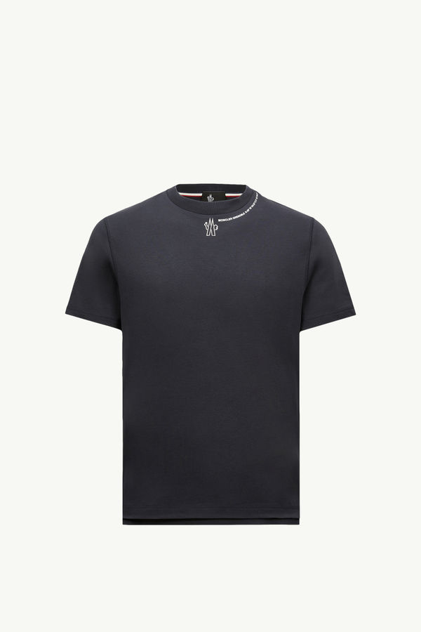 Logo Cotton T-Shirt Men Navy Blue Moncler 2