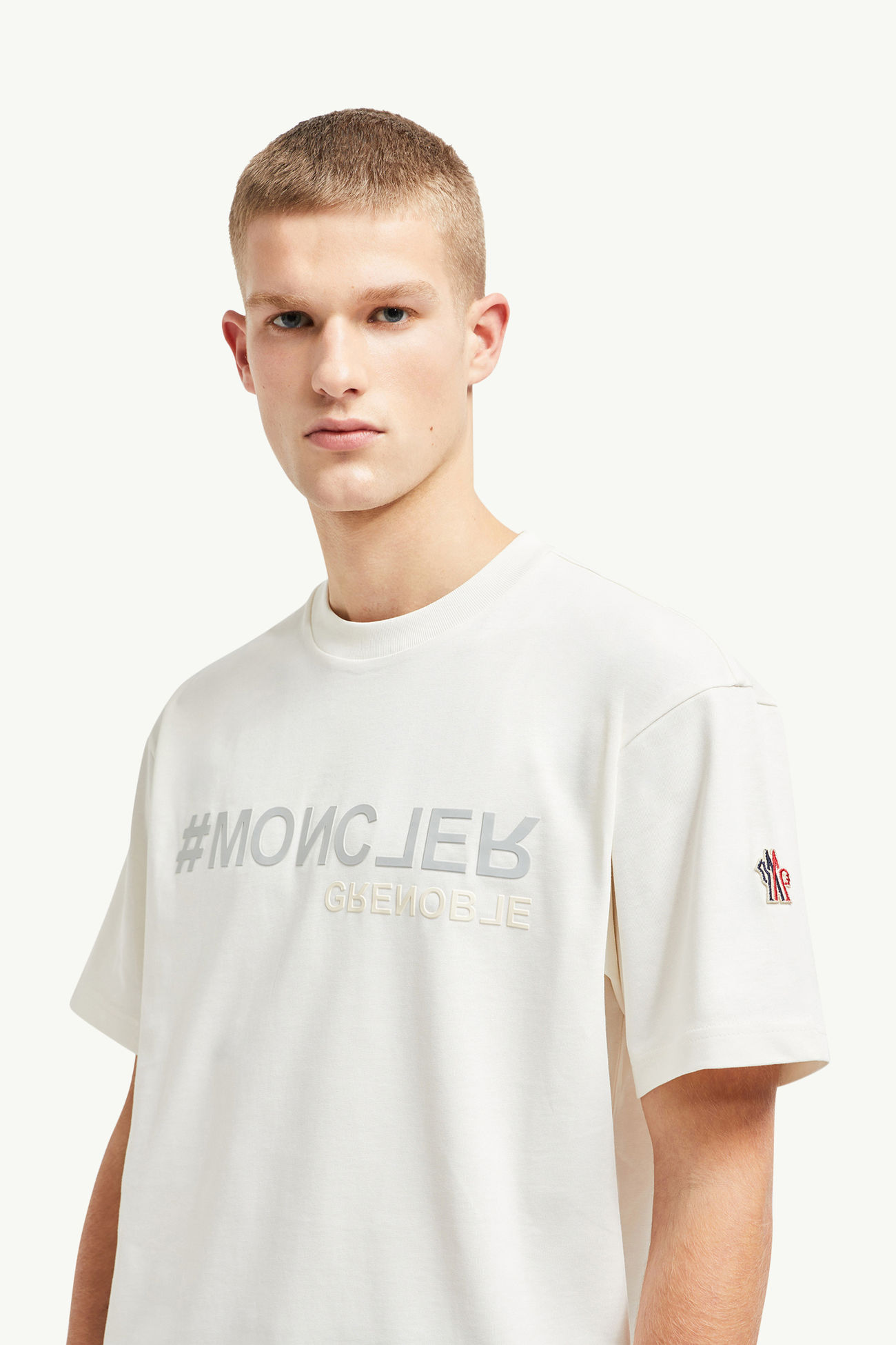 T-Shirt aus Baumwolle mit verspiegeltem Logo Herren Weiß Moncler 1