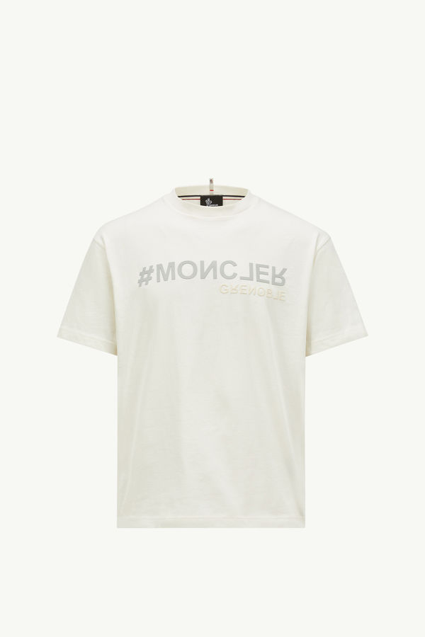 Mirrored Logo Cotton T-Shirt Men White Moncler 2