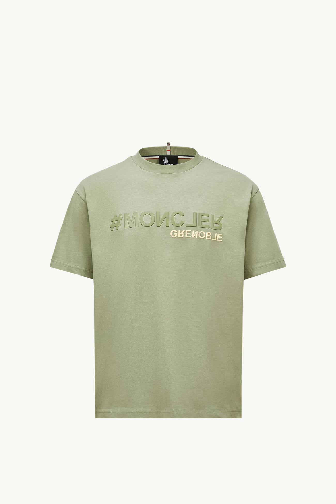 T-shirt in cotone con logo effetto specchio Uomo Verde Chiaro Moncler 2