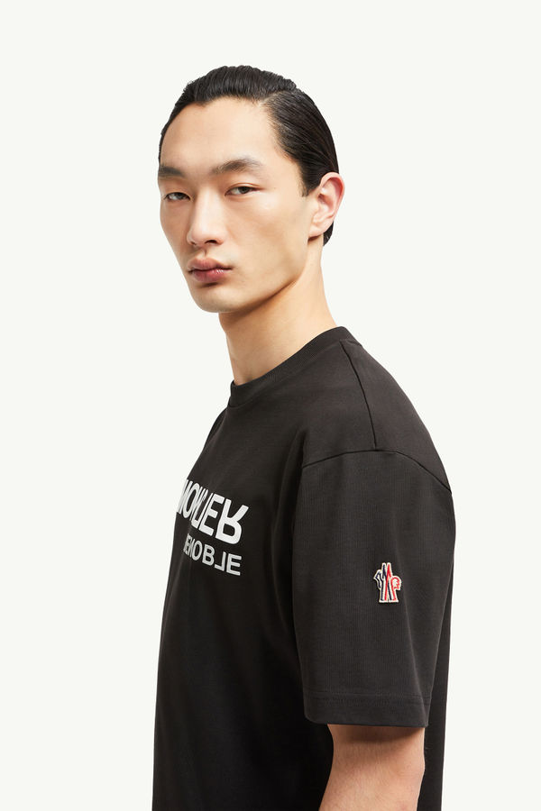 T-shirt en coton à logo effet miroir Hommes Noir Moncler 1