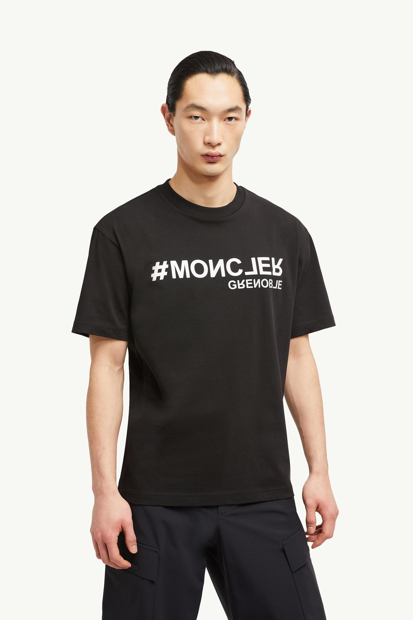 鏡面標誌棉質T恤 男士 黑色 Moncler 3