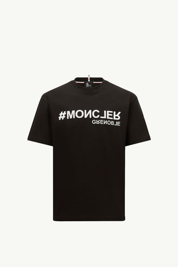 T-shirt en coton à logo effet miroir Hommes Noir Moncler 2