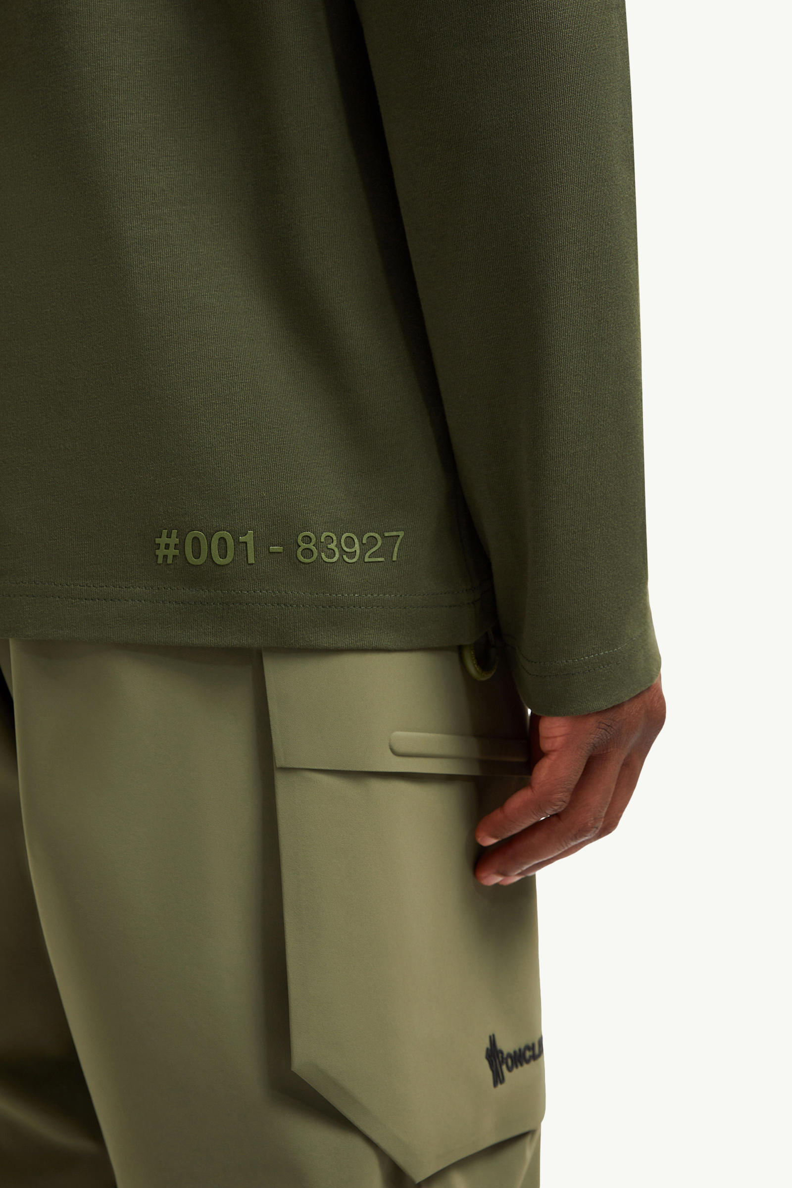 Logo Long Sleeve Cotton T-Shirt Men Olive Green Moncler 5