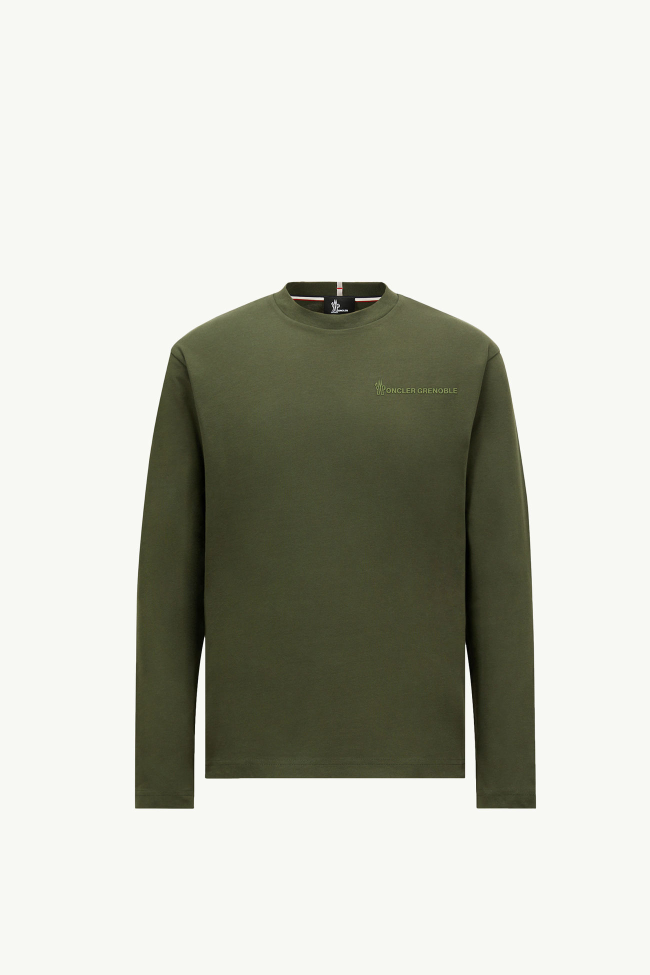 T-shirt a maniche lunghe logata in cotone Uomo Verde Oliva Moncler 2
