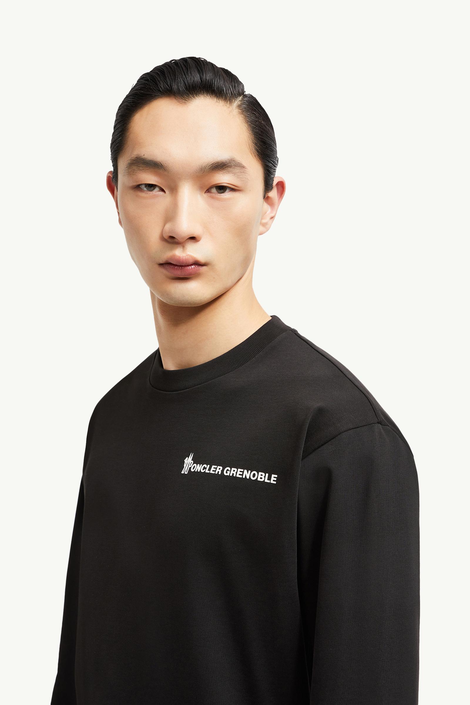 Logo Long Sleeve Cotton T-Shirt Men Black Moncler 1