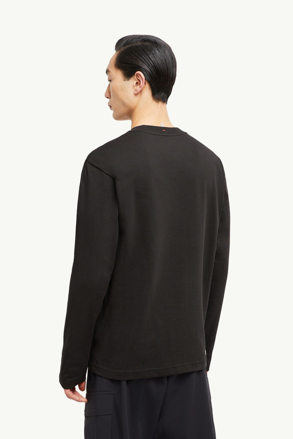 Logo Long Sleeve Cotton T-Shirt Men Black Moncler 4