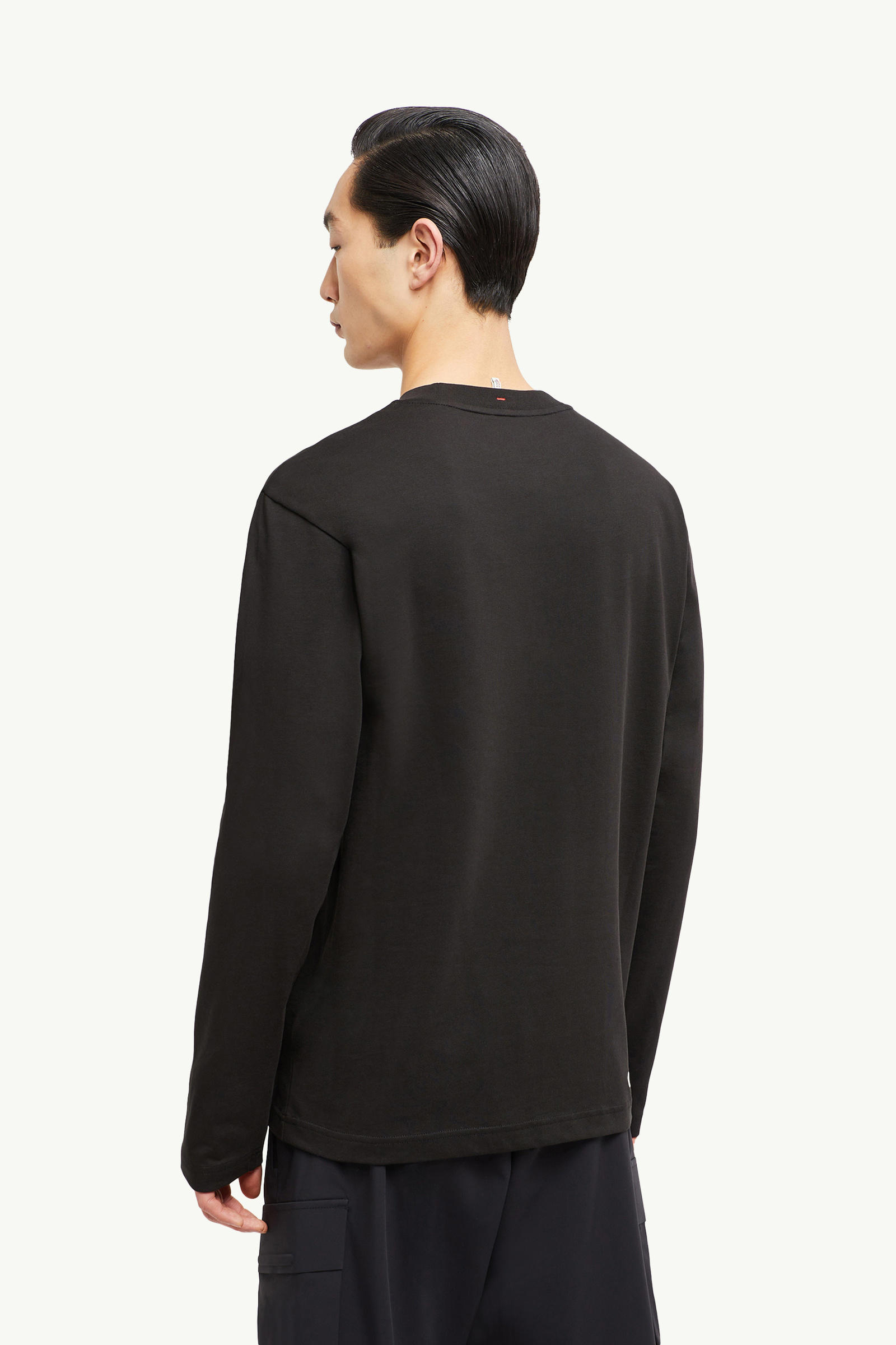 Logo Long Sleeve Cotton T-Shirt Men Black Moncler 4