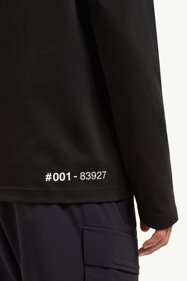 Logo Long Sleeve Cotton T-Shirt Men Black Moncler 5