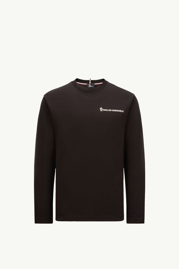 Logo Long Sleeve Cotton T-Shirt Men Black Moncler 2