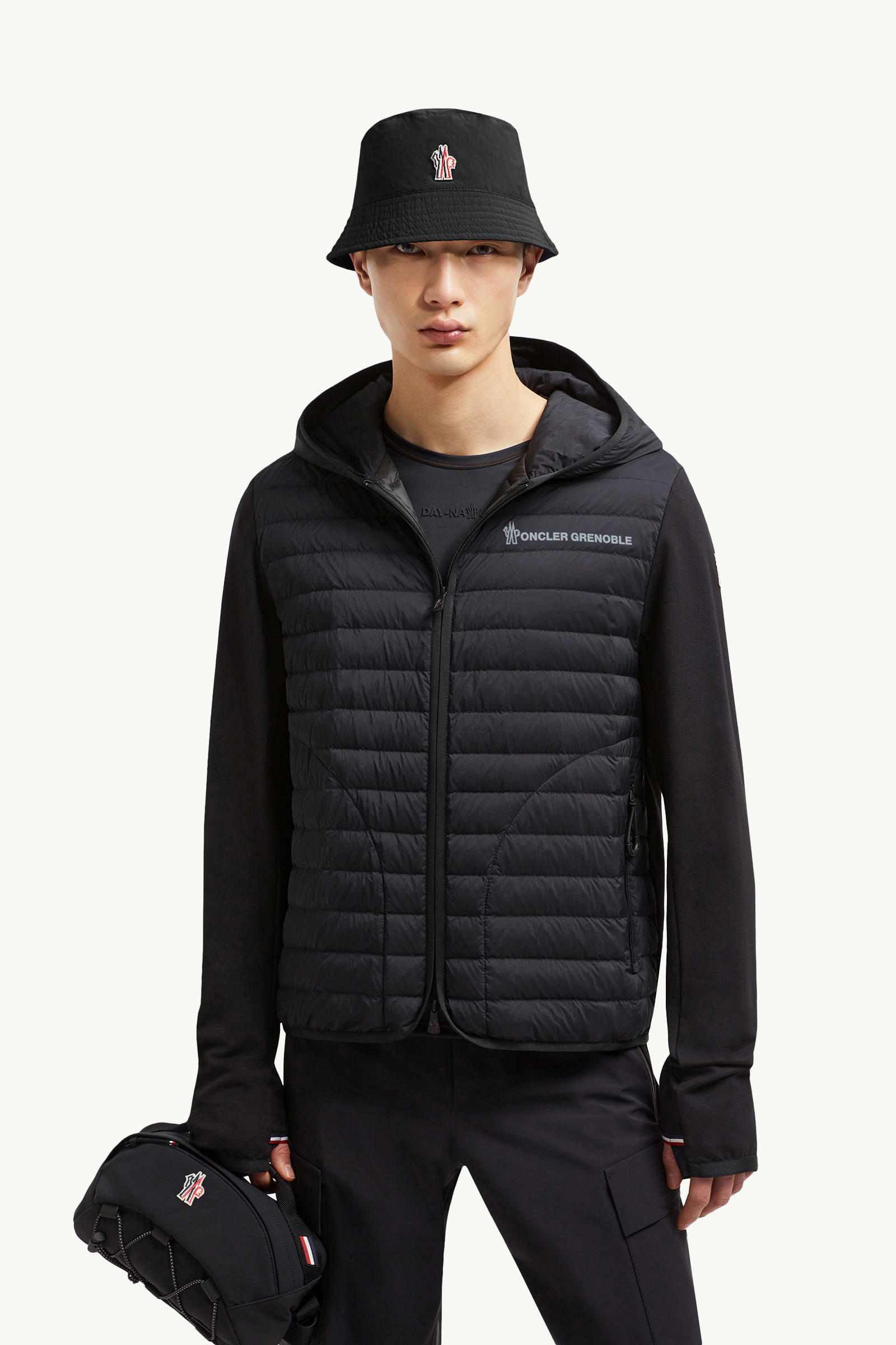Padded Cotton Zip-Up Hoodie Men Black Moncler 0