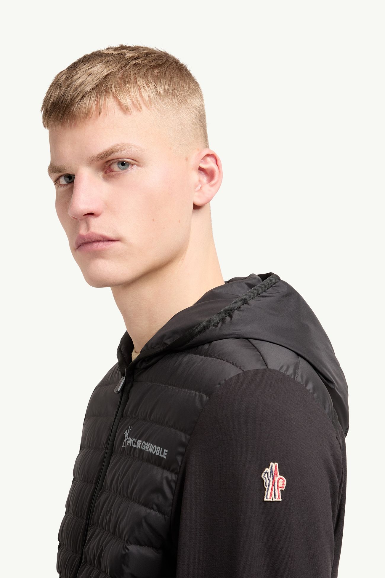 夾層棉質拉鏈連帽衫 男士 黑色 Moncler 1