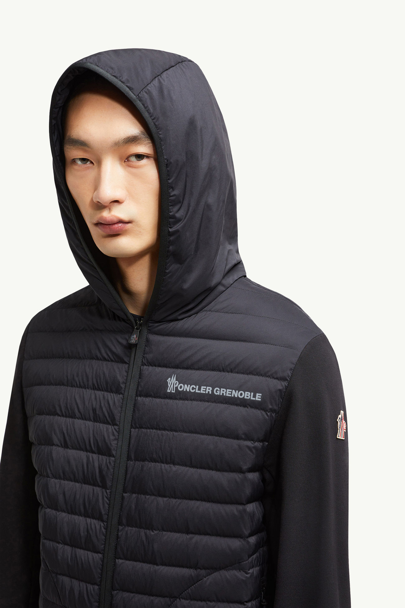 夾層棉質拉鏈連帽衫 男士 黑色 Moncler 1