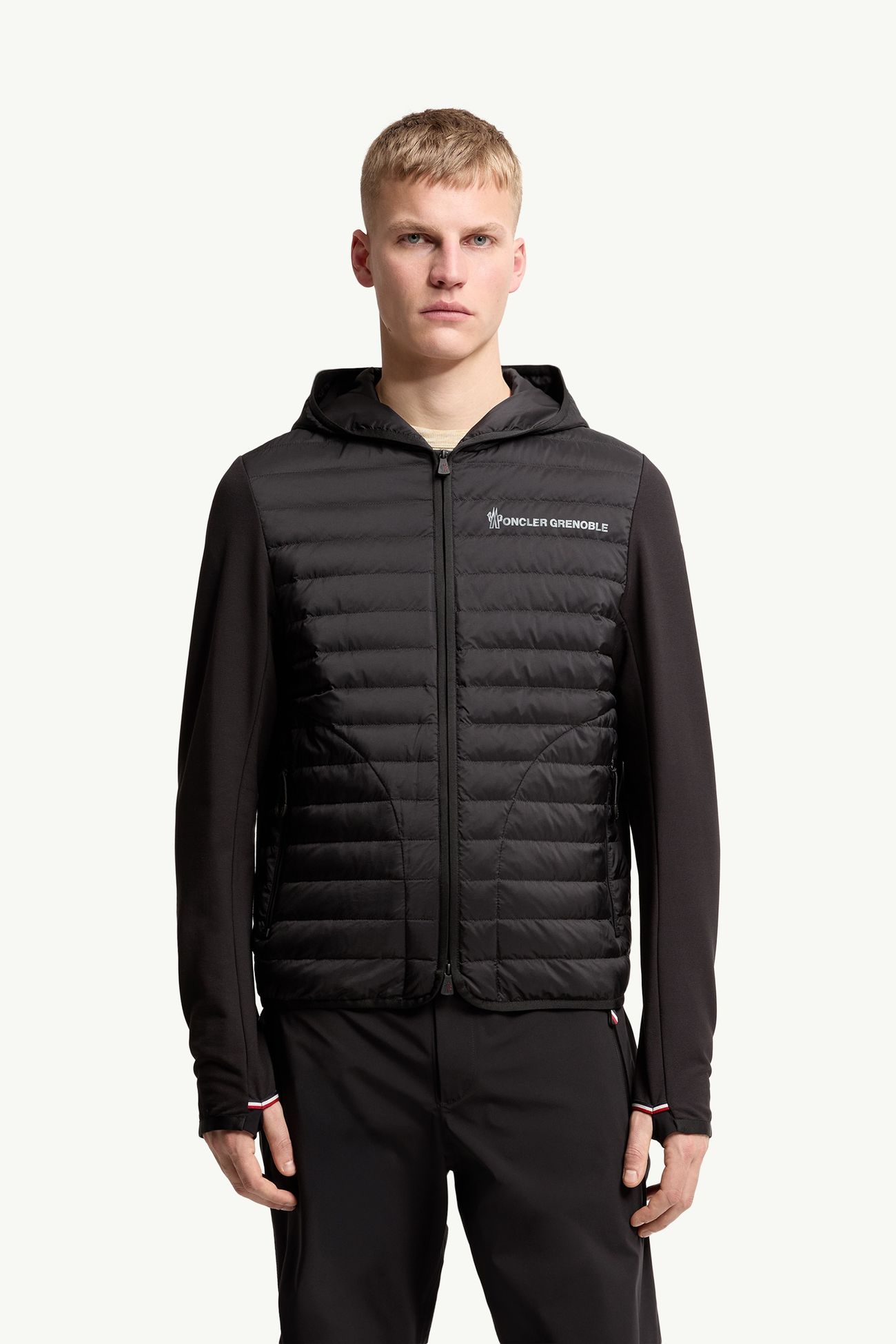 夾層棉質拉鏈連帽衫 男士 黑色 Moncler 3