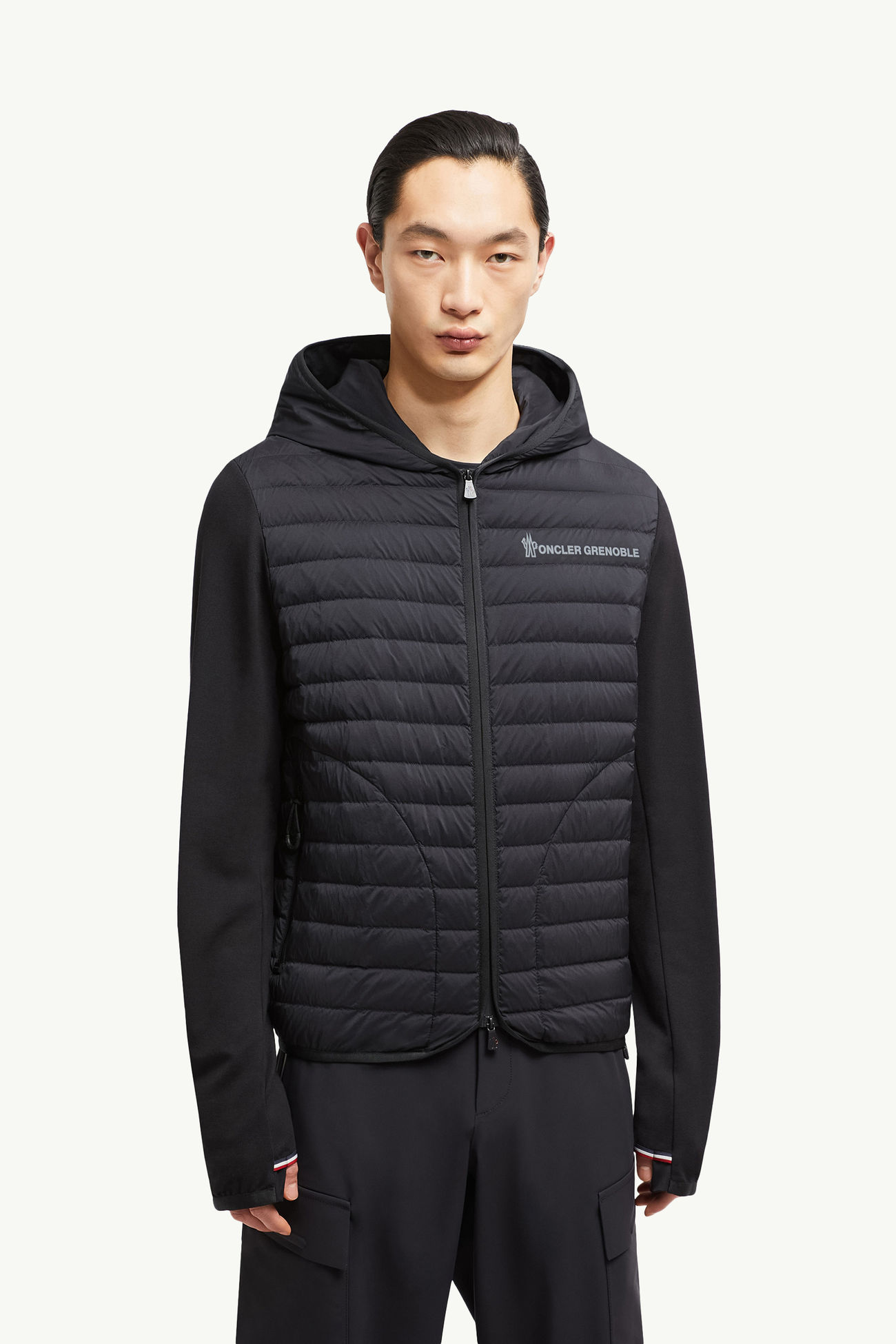 Zip-Up Kapuzenpullover aus wattierter Baumwolle Herren Schwarz Moncler 3