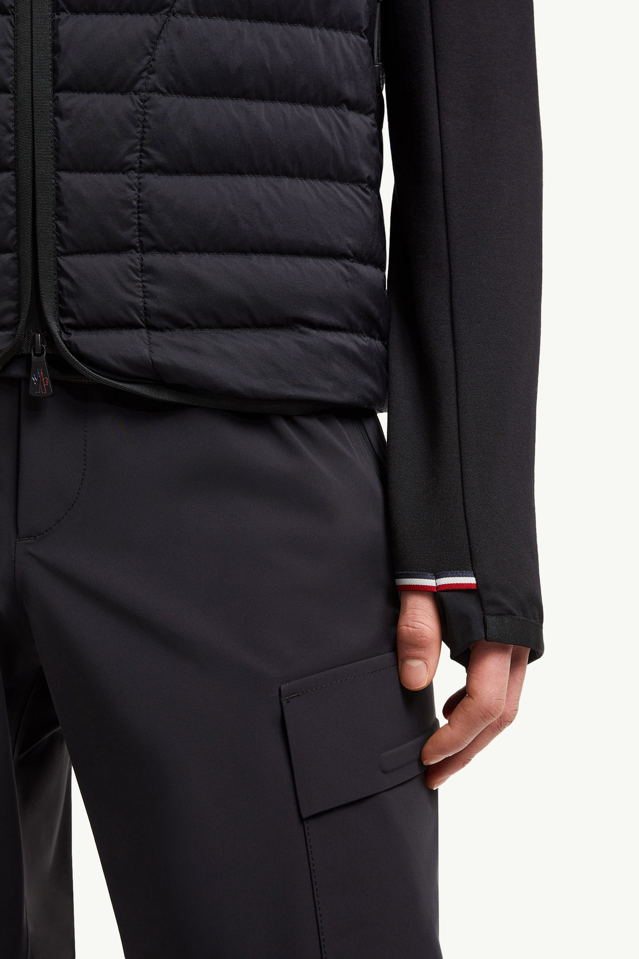Cárdigan acolchado de algodón con capucha y cremallera Hombre Negro Moncler 6