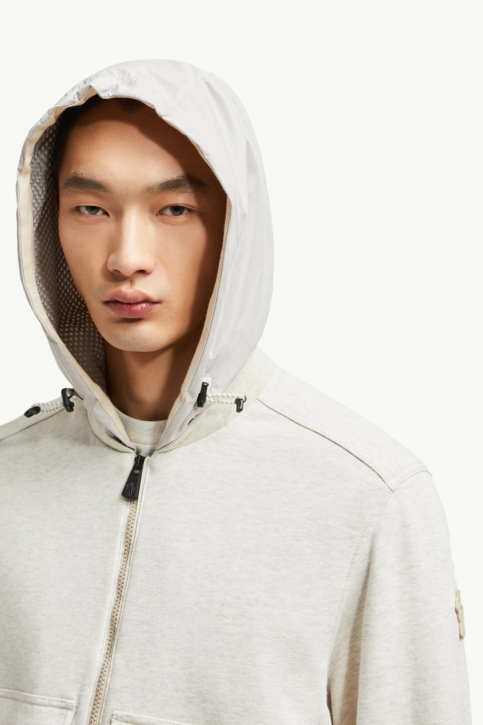 Cotton Zip-Up Hoodie Men Ice Gray Moncler 1