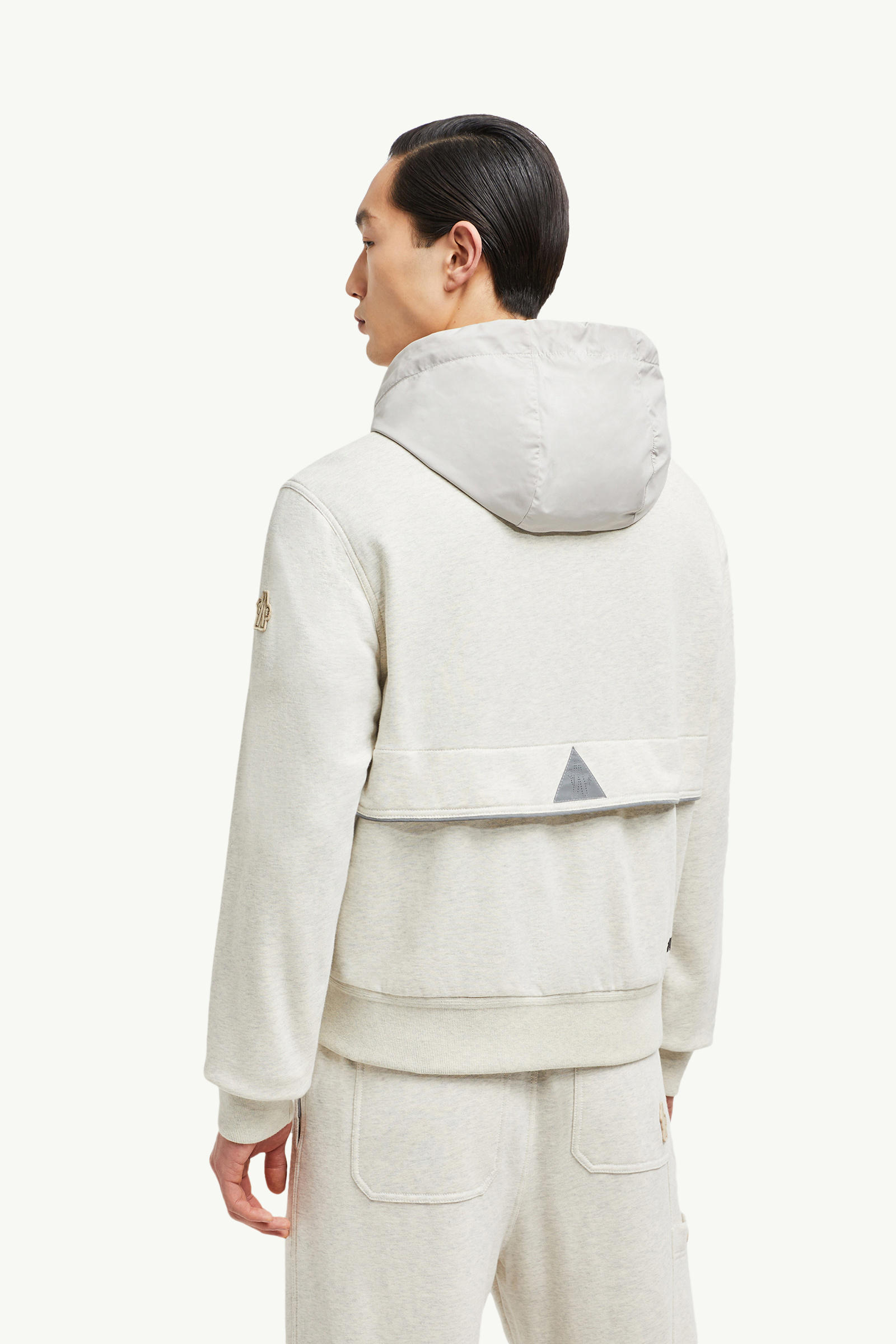 Cotton Zip-Up Hoodie Men Ice Gray Moncler 4