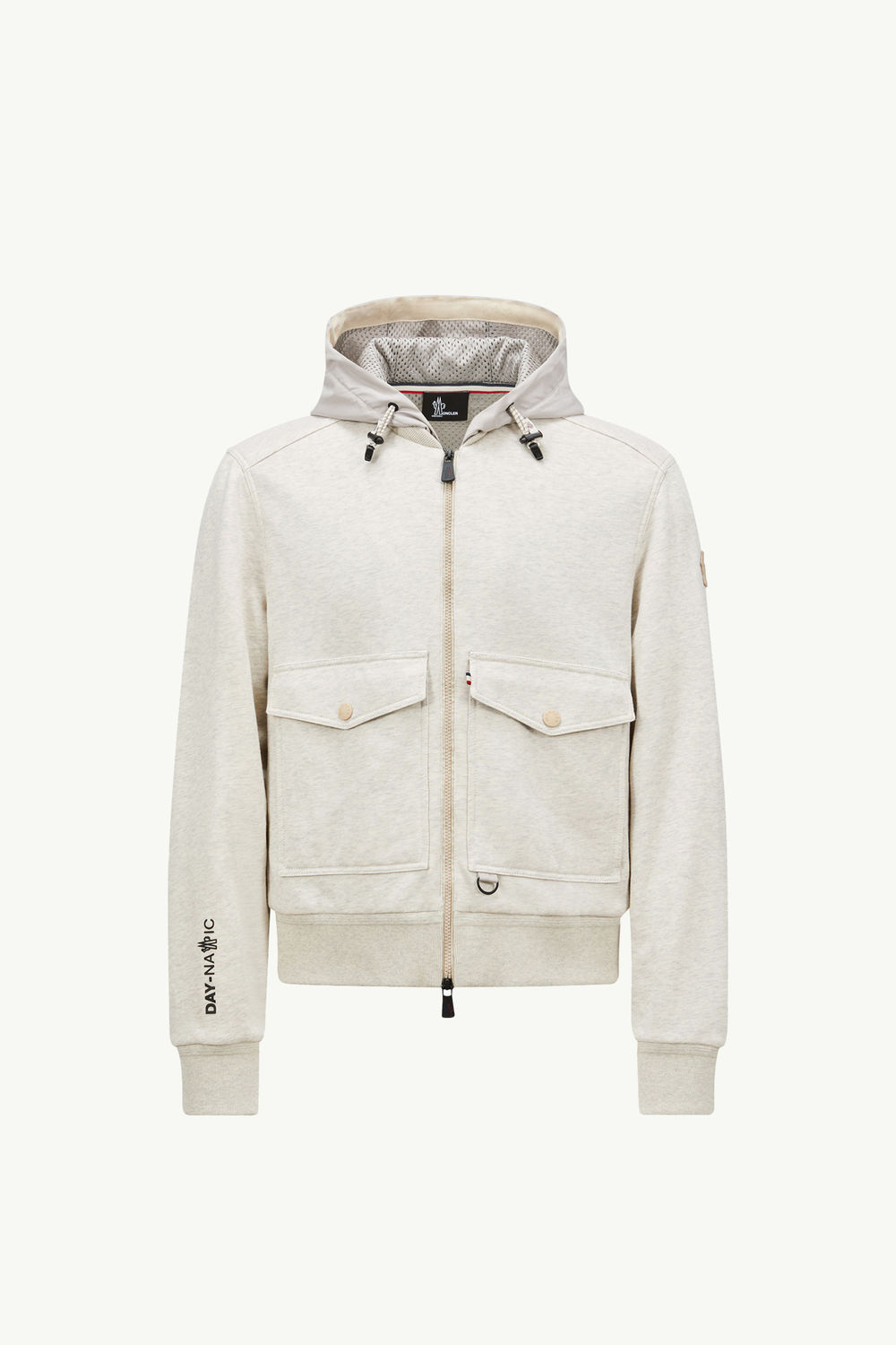 Cotton Zip-Up Hoodie Men Ice Gray Moncler 2