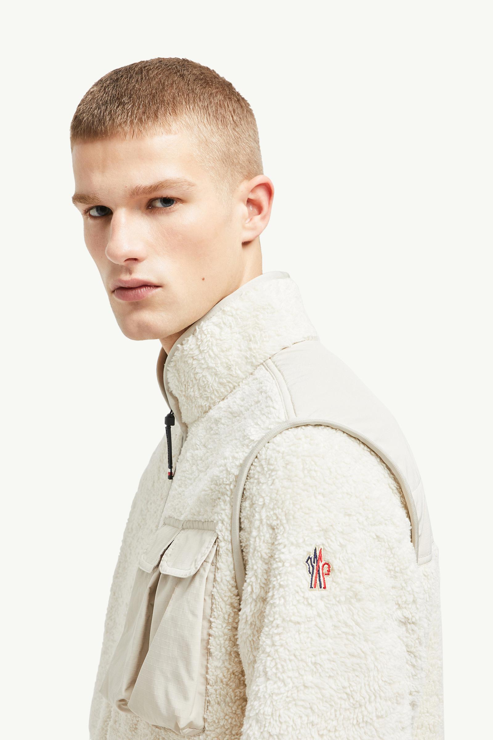 Wattierter Pullover aus Teddy mit Reißverschluss Herren Weiß Moncler 1