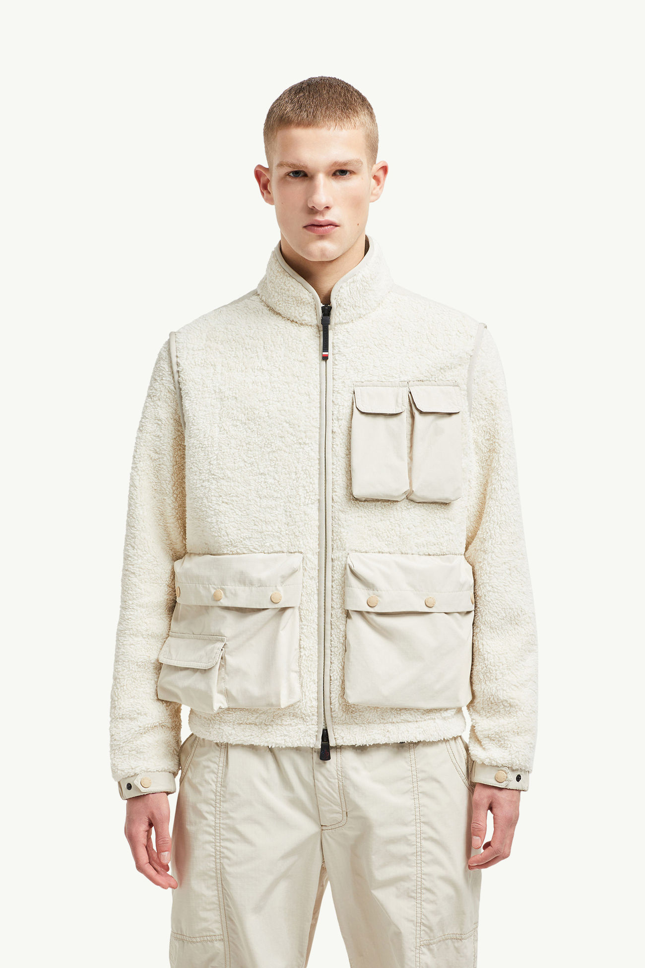 Sweat zippé en teddy matelassé Hommes Blanc Moncler 3