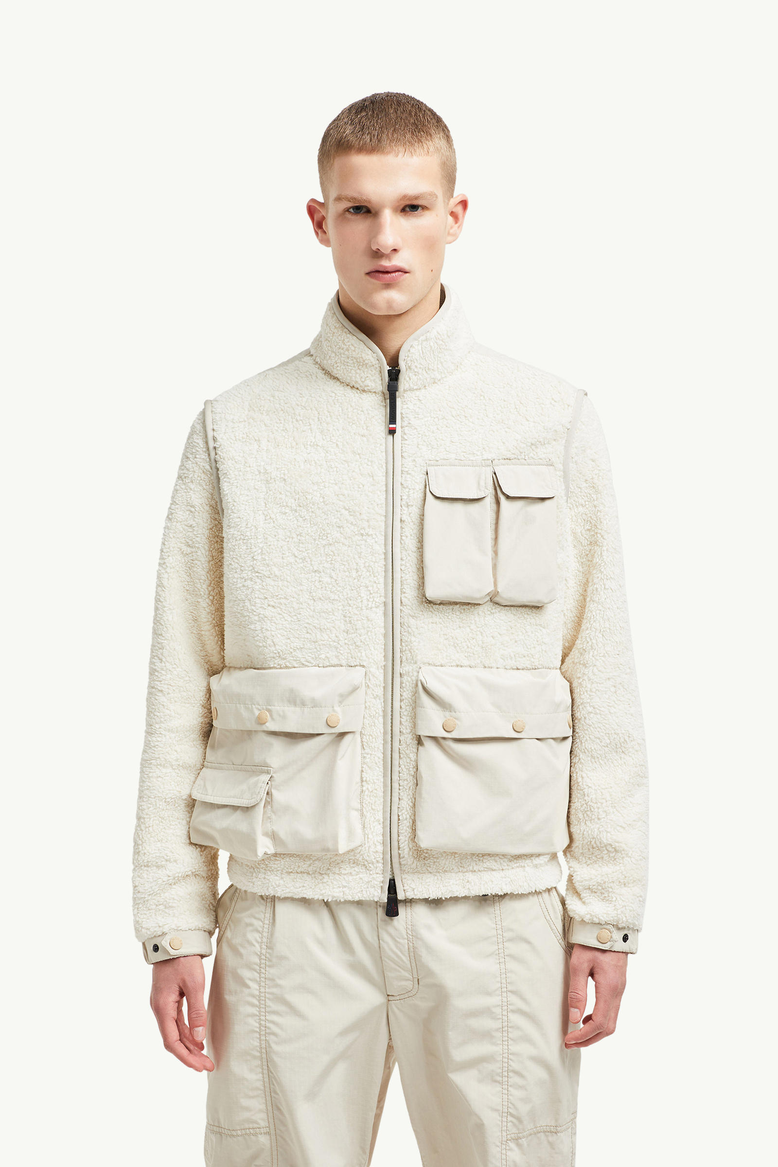 Wattierter Pullover aus Teddy mit Reißverschluss Herren Weiß Moncler 3