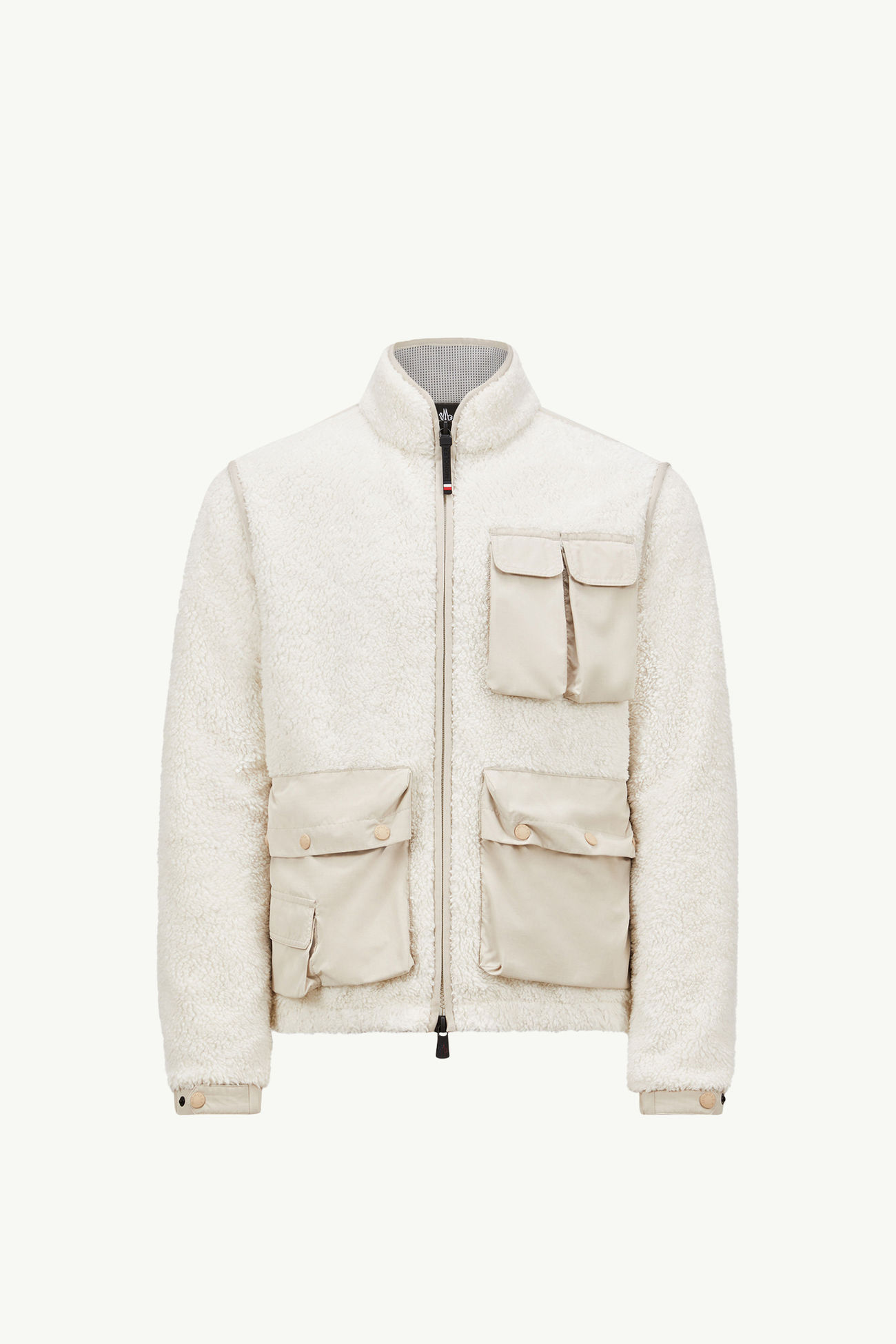 Felpa imbottita con zip in pile effetto teddy Uomo Bianco Moncler 2