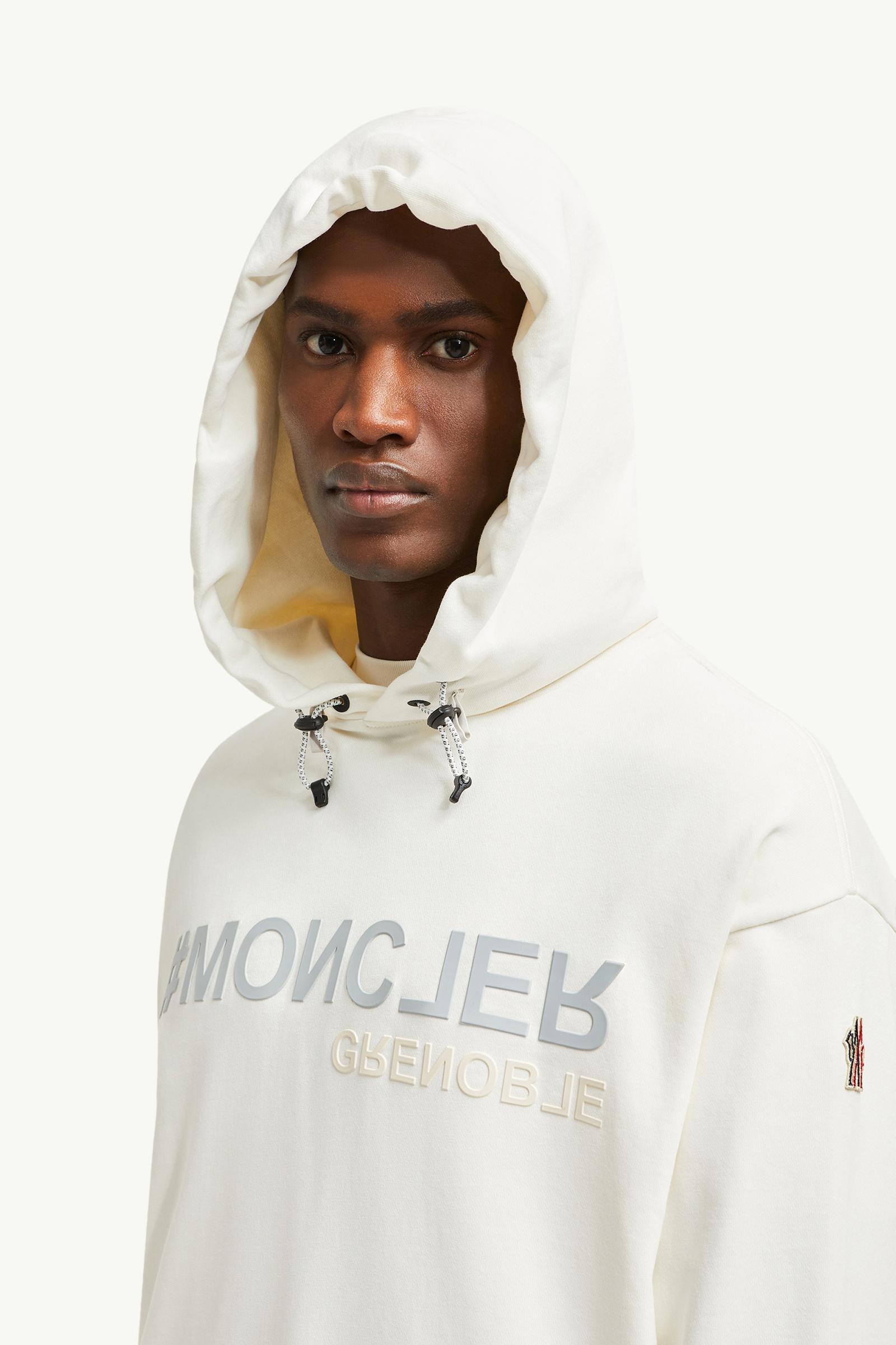 Mirrored Logo Cotton Hoodie Men White Moncler 1
