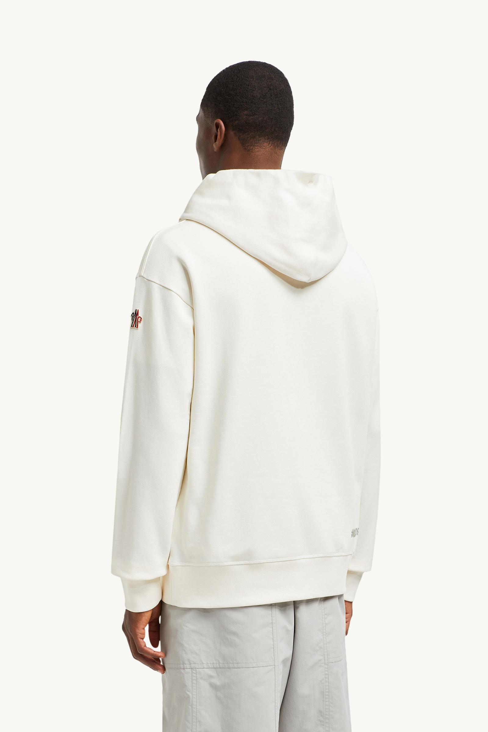 White Mirrored Logo Cotton Hoodie - Sweatshirts for Men