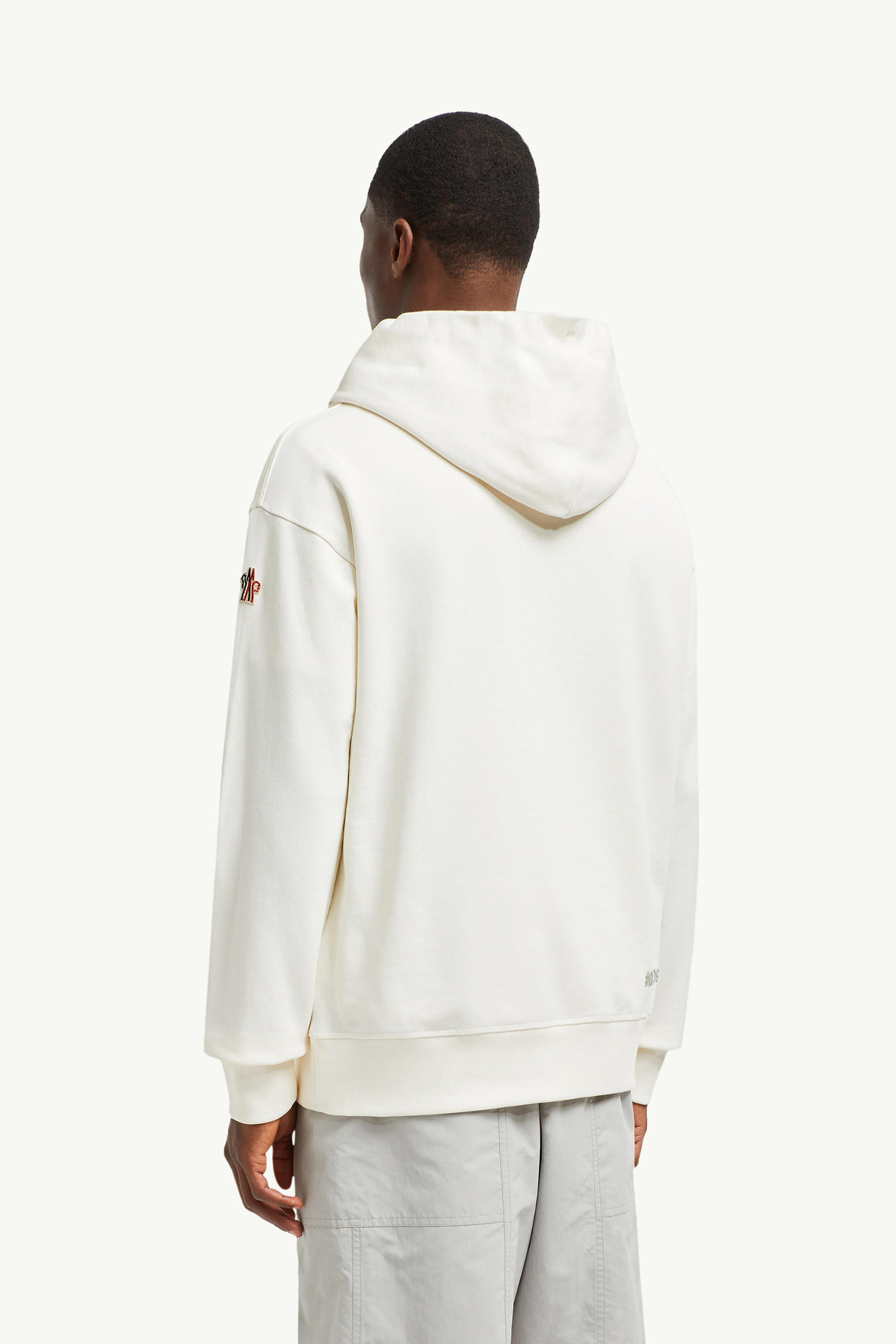 Mirrored Logo Cotton Hoodie Men White Moncler 4