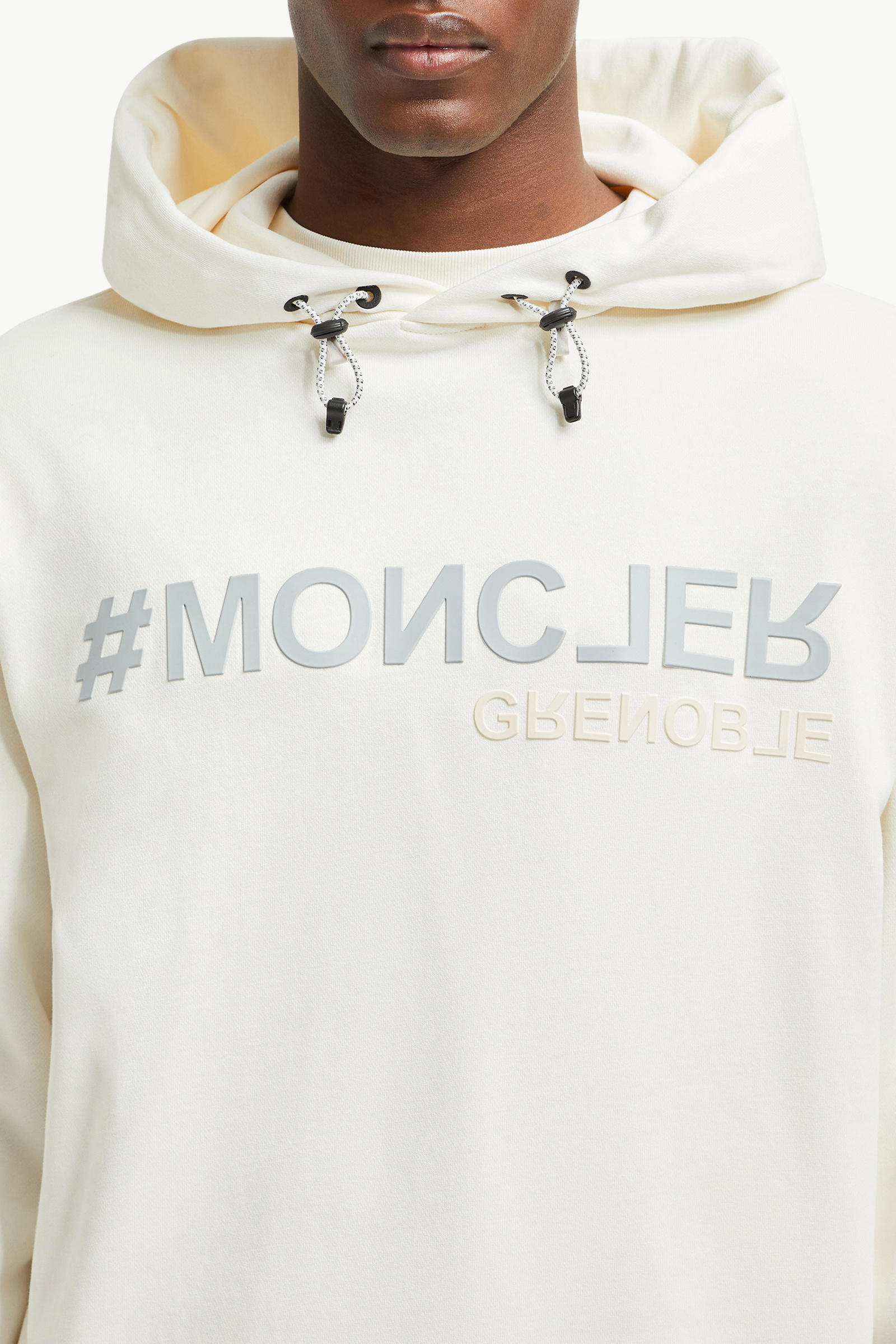 Mirrored Logo Cotton Hoodie Men White Moncler 5