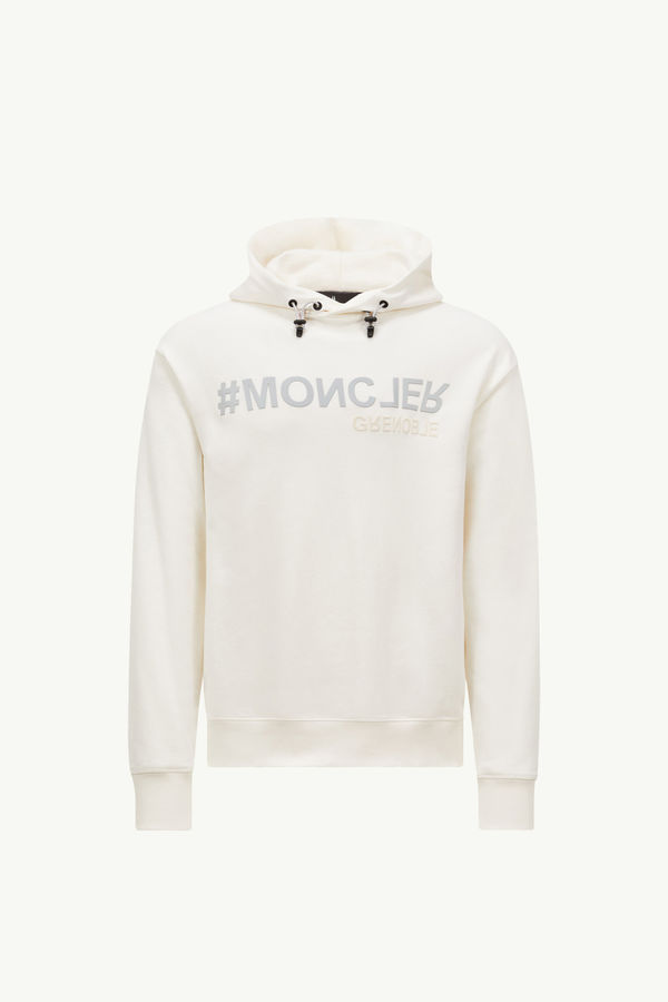 Kapuzenpullover aus Baumwolle mit verspiegeltem Logo Herren Weiß Moncler 2
