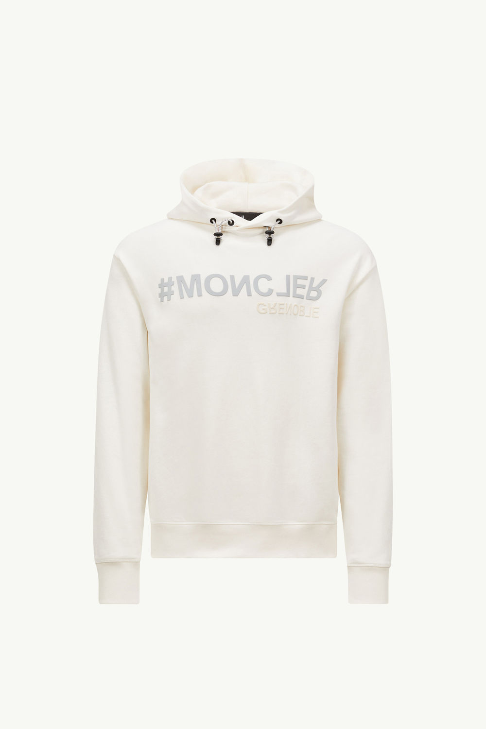 Mirrored Logo Cotton Hoodie Men White Moncler 2